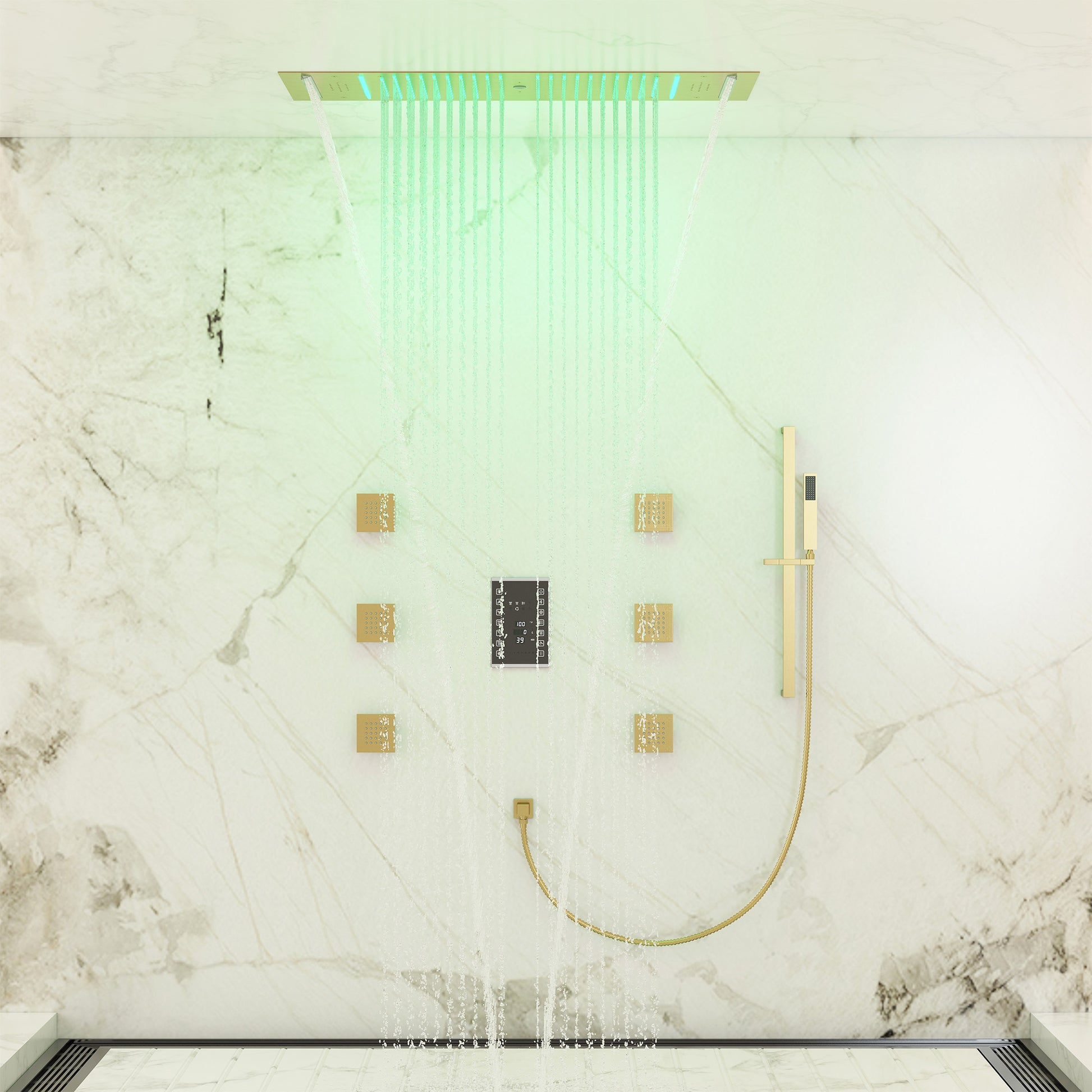 35" x 12" 6-Function Thermostatic Shower System with Digital Touch Screen & LED Lights