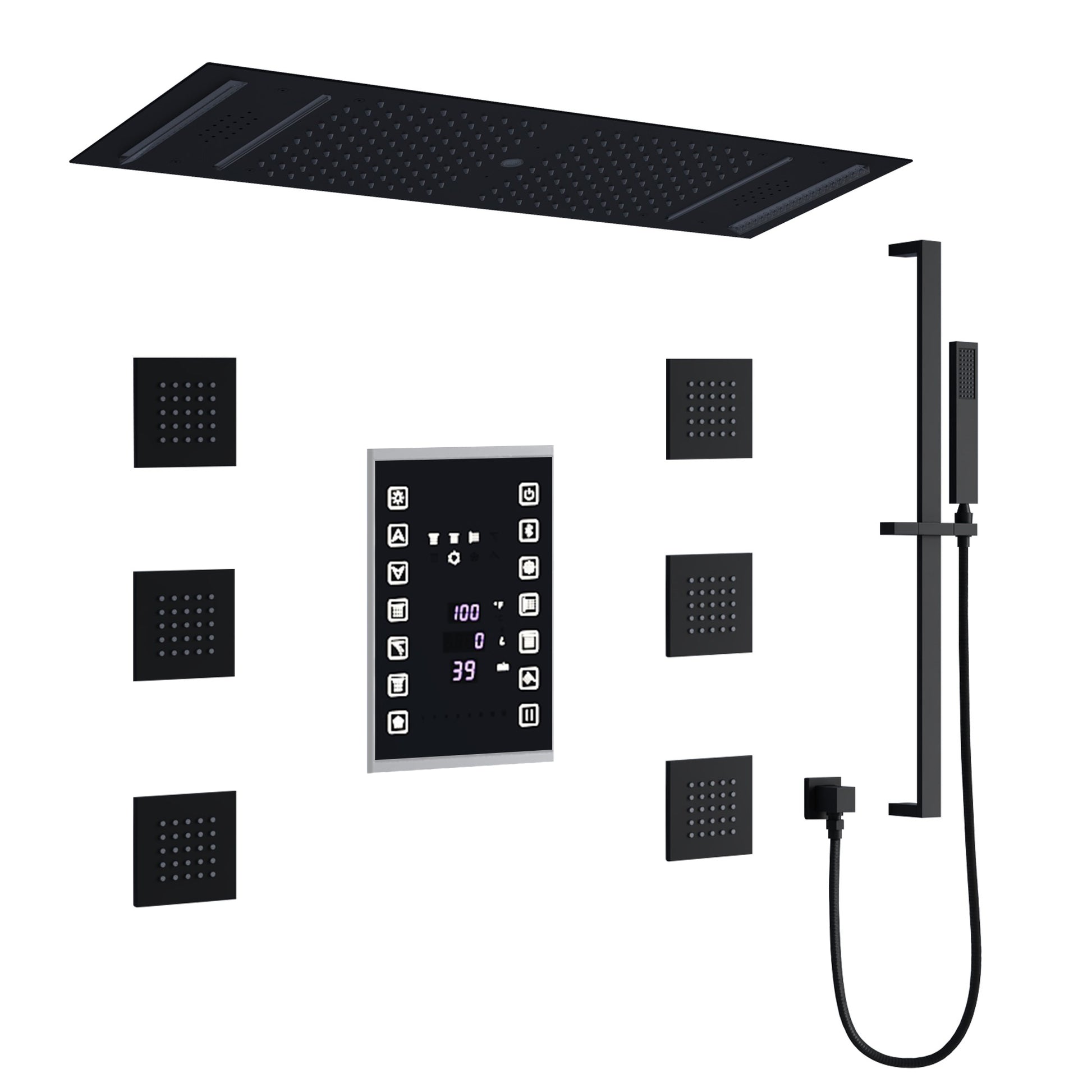 35" x 12" 6-Function Thermostatic Shower System with Digital Touch Screen & LED Lights