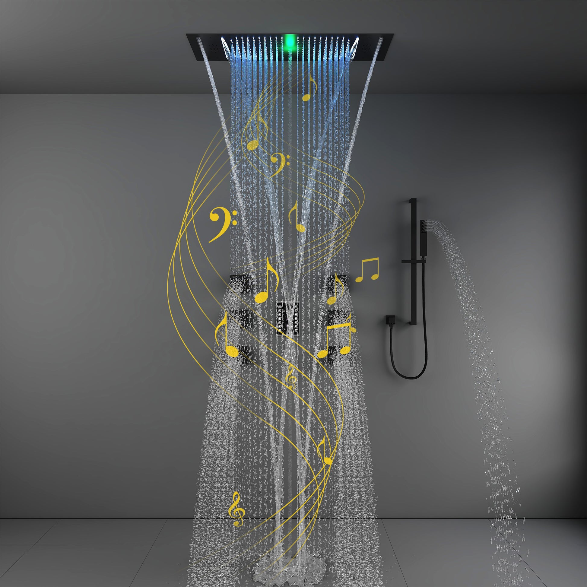 35" x 12" 6-Function Thermostatic Shower System with Digital Touch Screen & LED Lights