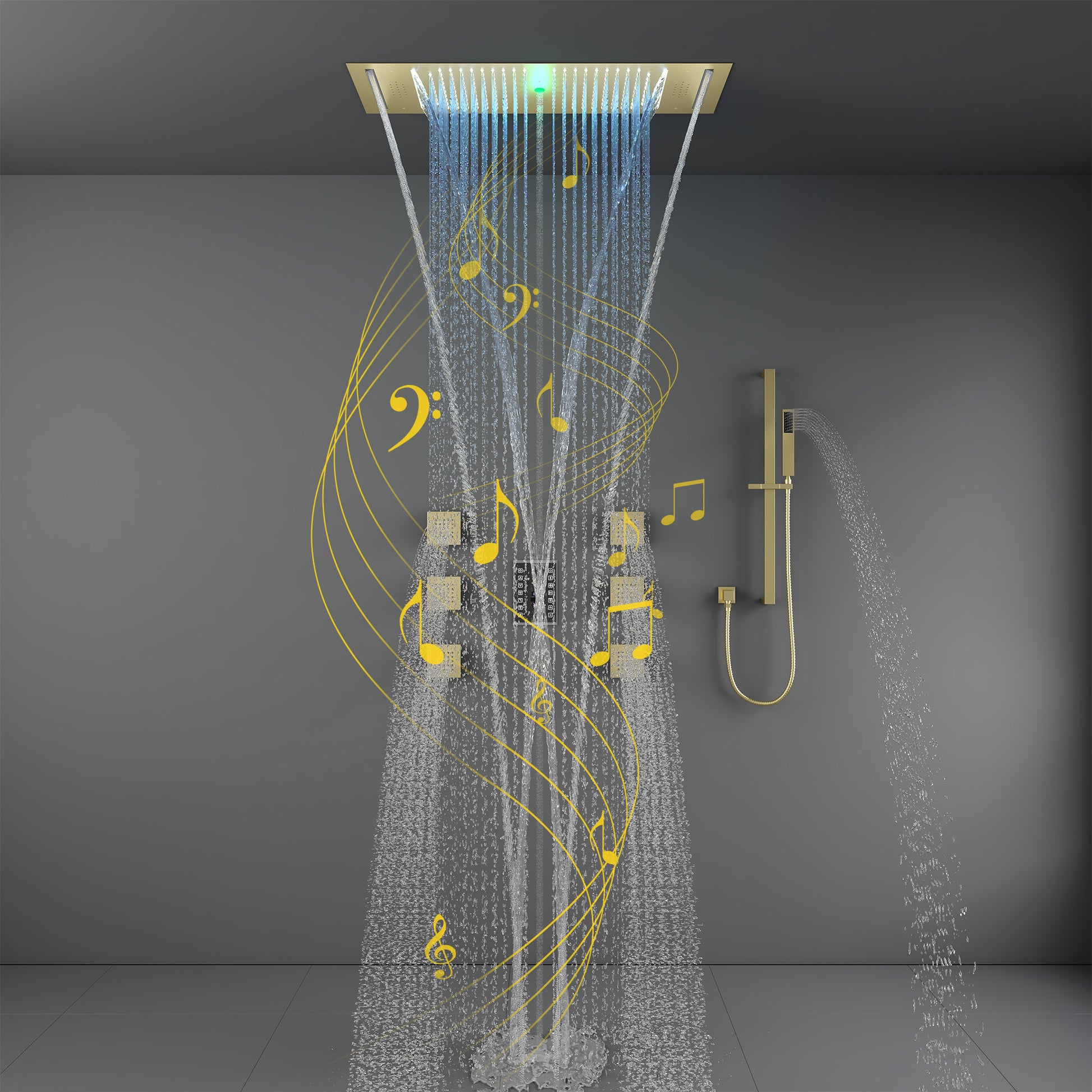 35" x 12" 6-Function Thermostatic Shower System with Digital Touch Screen & LED Lights