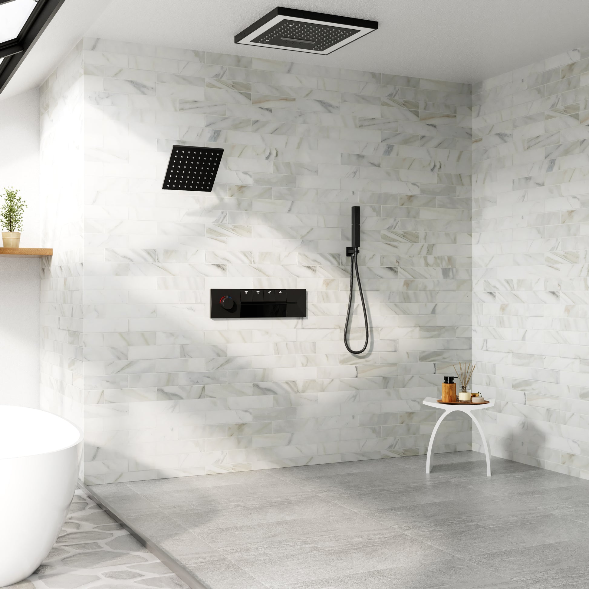 16-Inch Four-Function Luxury Thermostatic Shower System with LED Lights