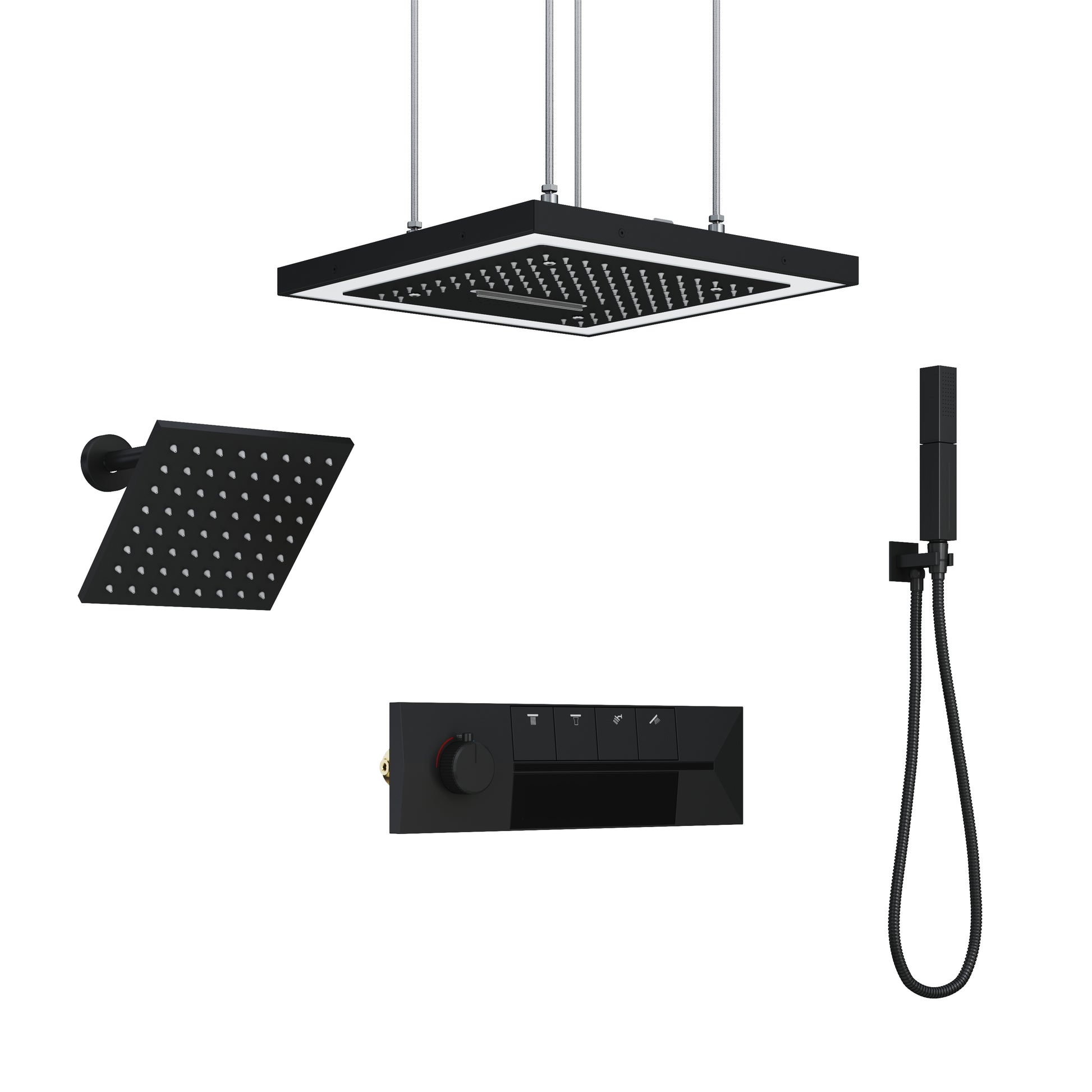 16-Inch Four-Function Luxury Thermostatic Shower System with LED Lights