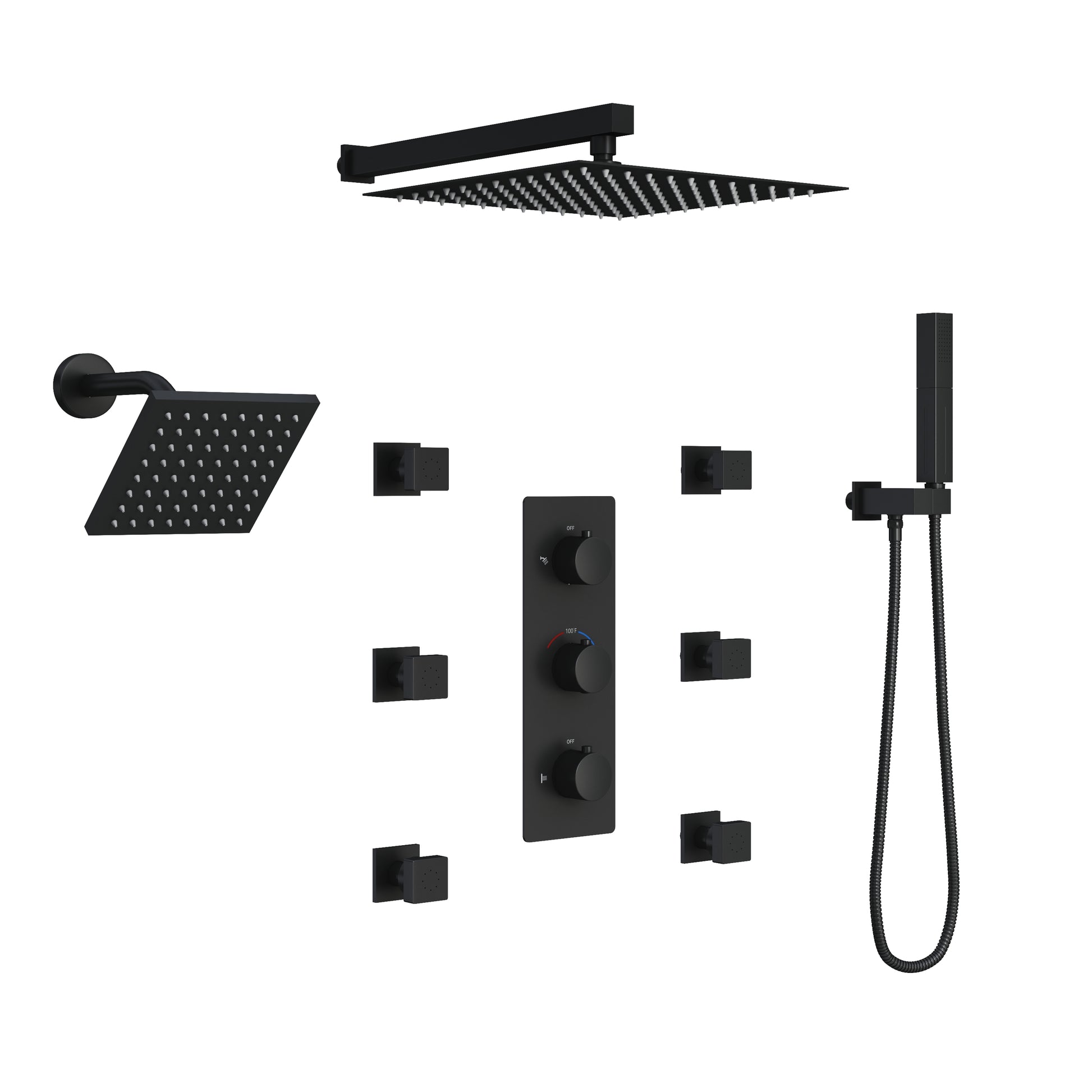 12-inch 4-Function Luxury Thermostatic Shower System with Handheld Shower