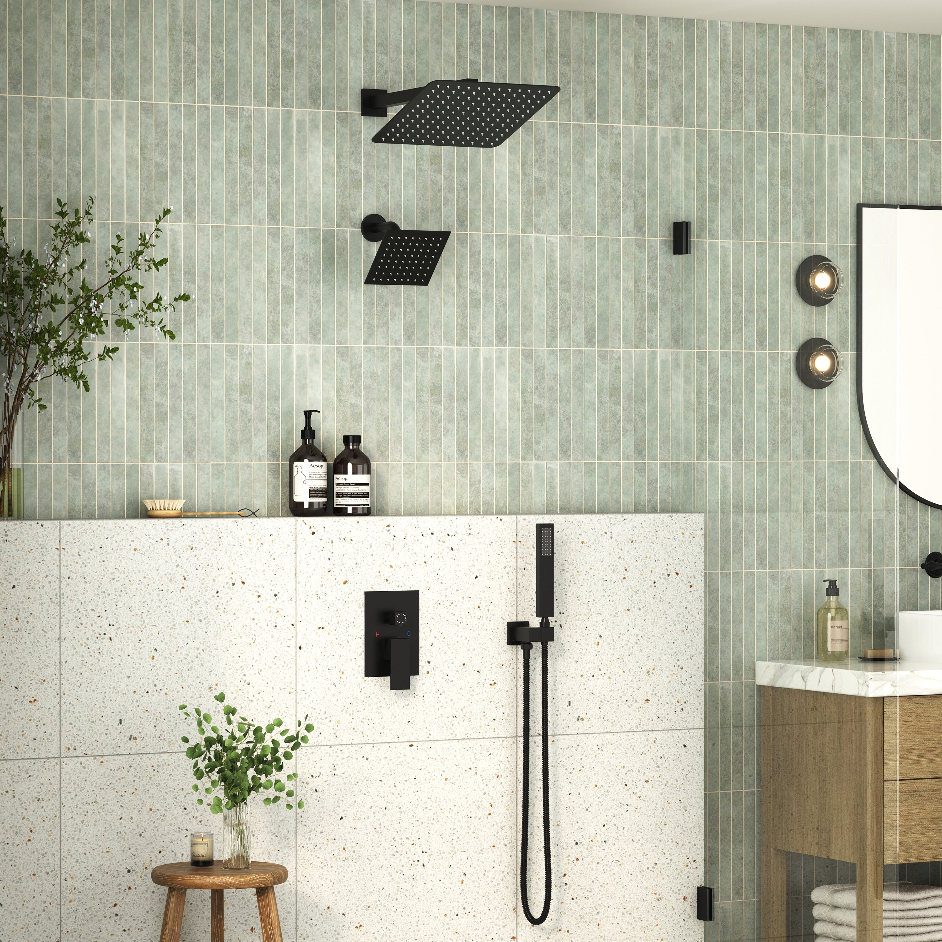 12" Dual Shower System with 3-Function & 6 Position Settings