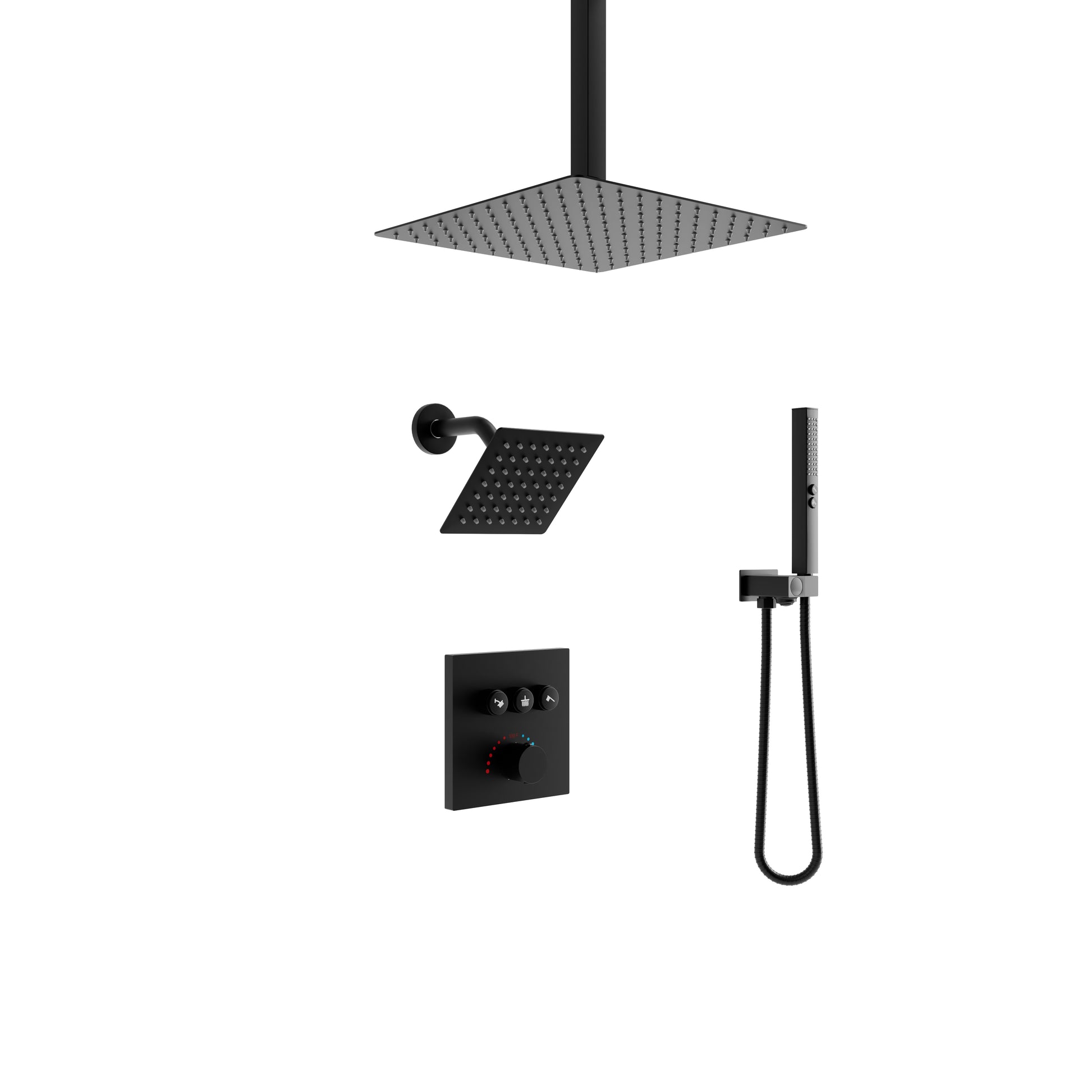 12“+6” Dual Thermostatic Shower System with Handheld Shower