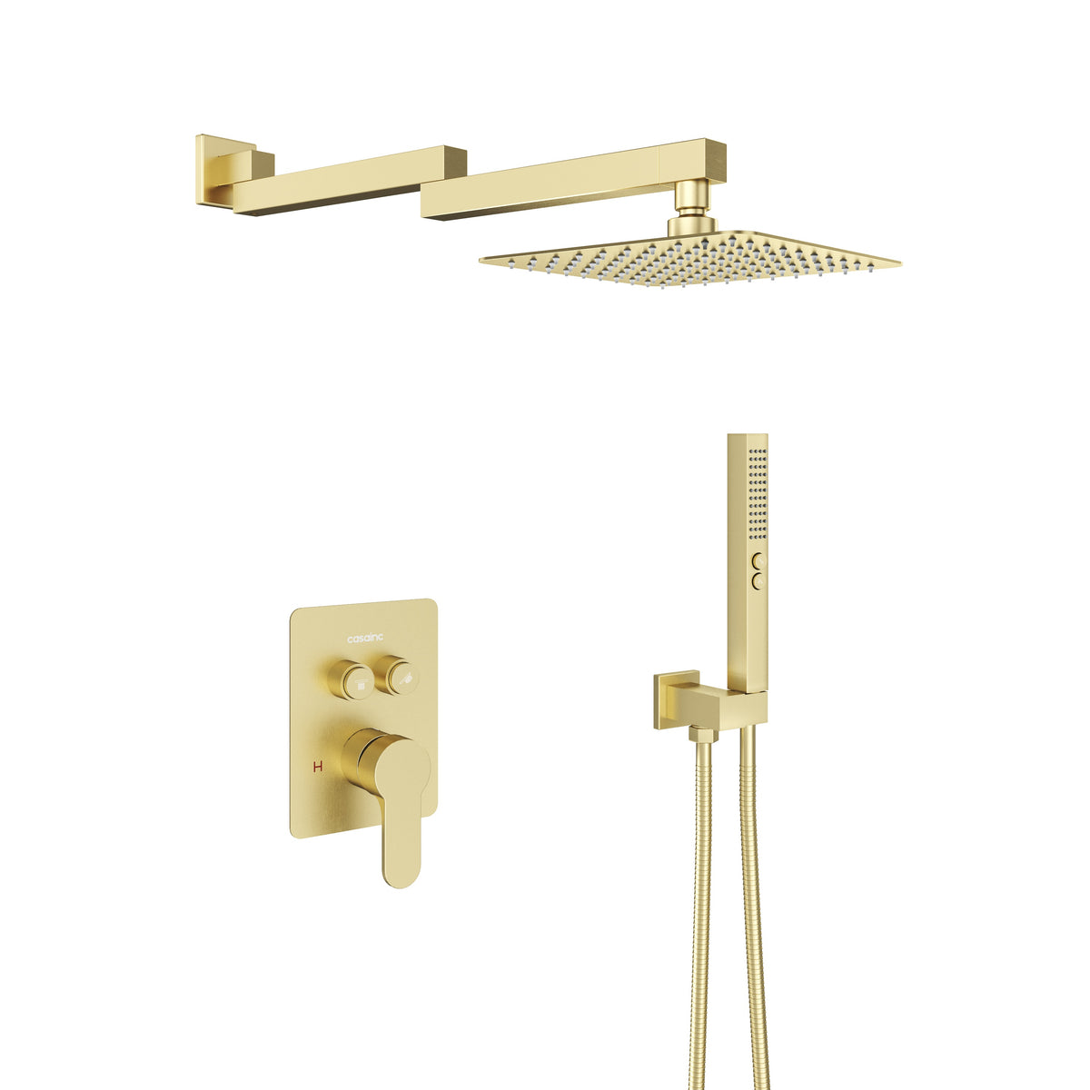 8" Wall-Mounted Concealed Shower System with Foldable Rainfall Shower Head & Handheld Sprayer
