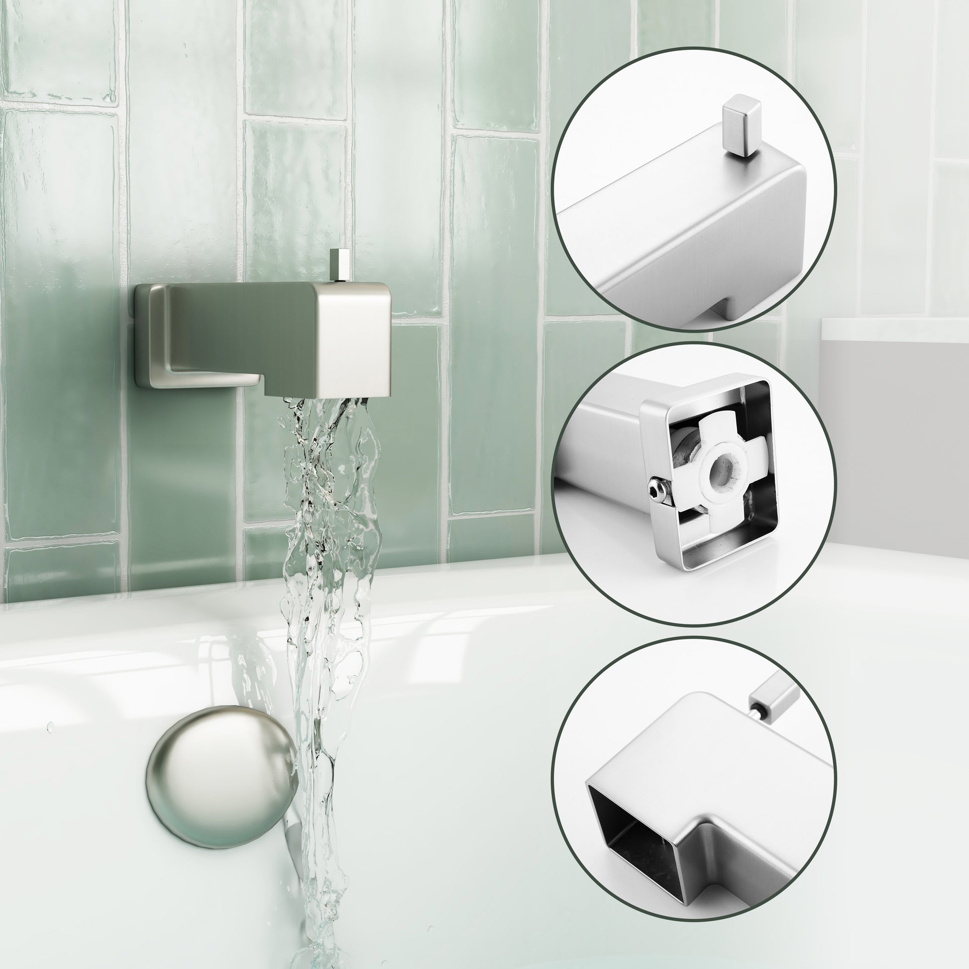 Replacement Lift-Rod Tub Spout with 1/2" NPT Connection