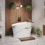 51" Freestanding Solid Surface Soaking Tub with Built-In Seat in Wood Grain & Marble Finish