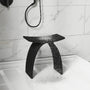 Modern Arched Solid Surface Bathroom Shower Bench in Matte White/Matte Black