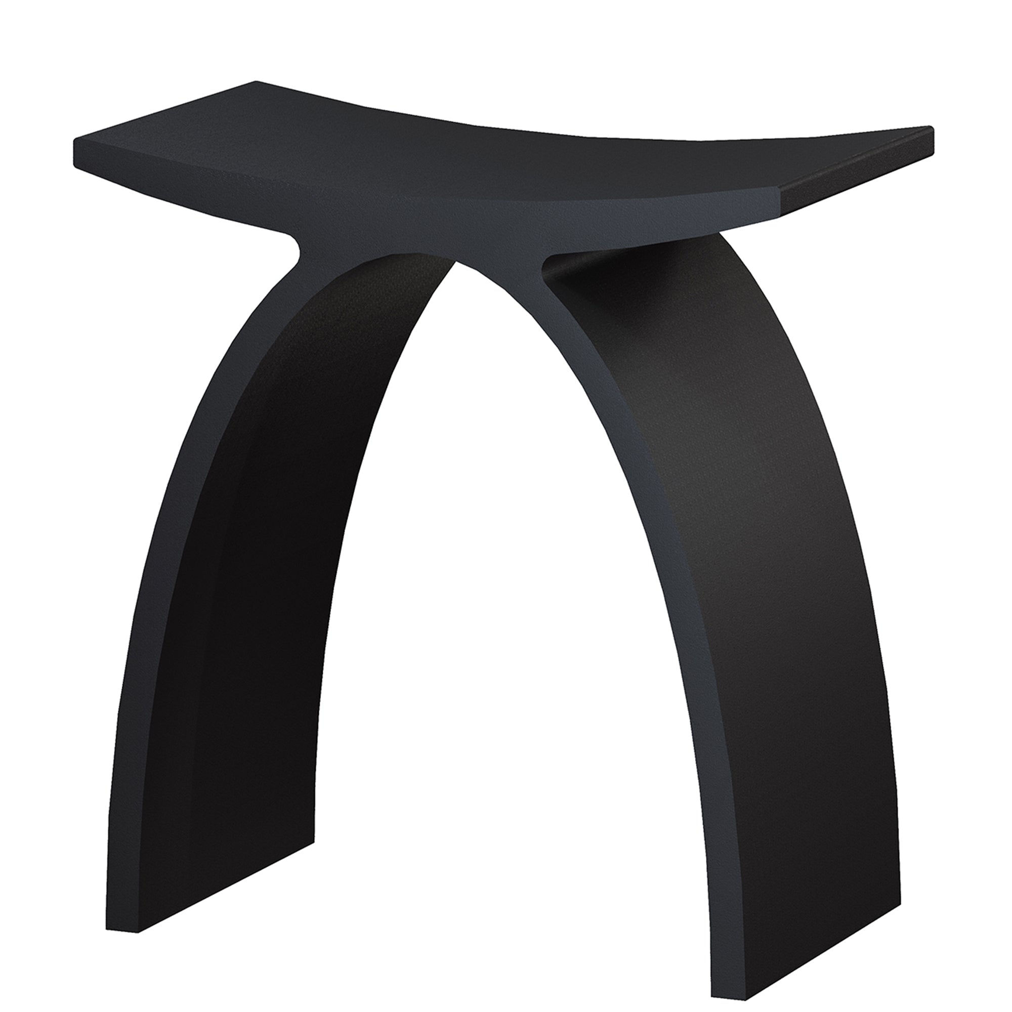 Modern Arched Solid Surface Bathroom Shower Bench in Matte White/Matte Black