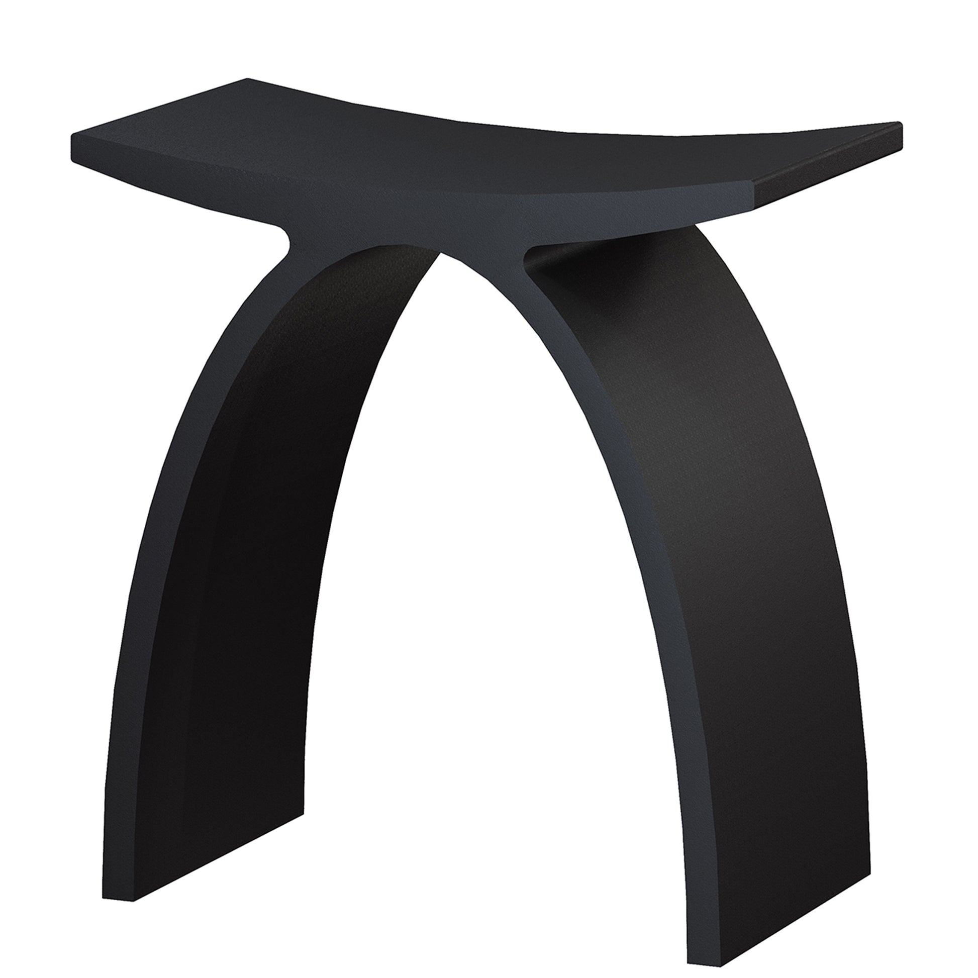 Modern Arched Solid Surface Bathroom Shower Bench in Matte White/Matte Black