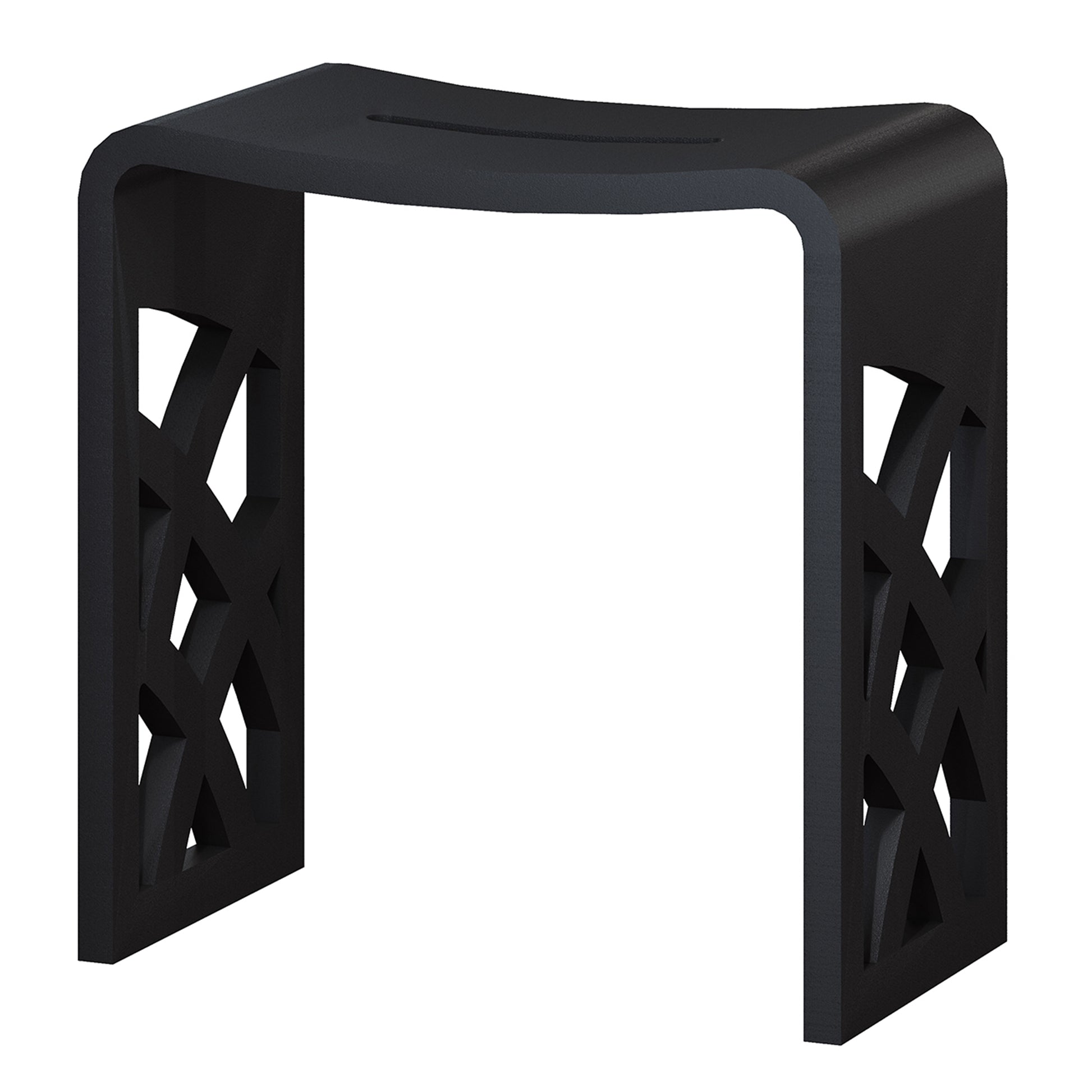 Chic Solid Surface Stone Bathroom Bench with Lattice Carved Legs