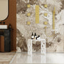 Chic Solid Surface Stone Bathroom Bench with Lattice Carved Legs