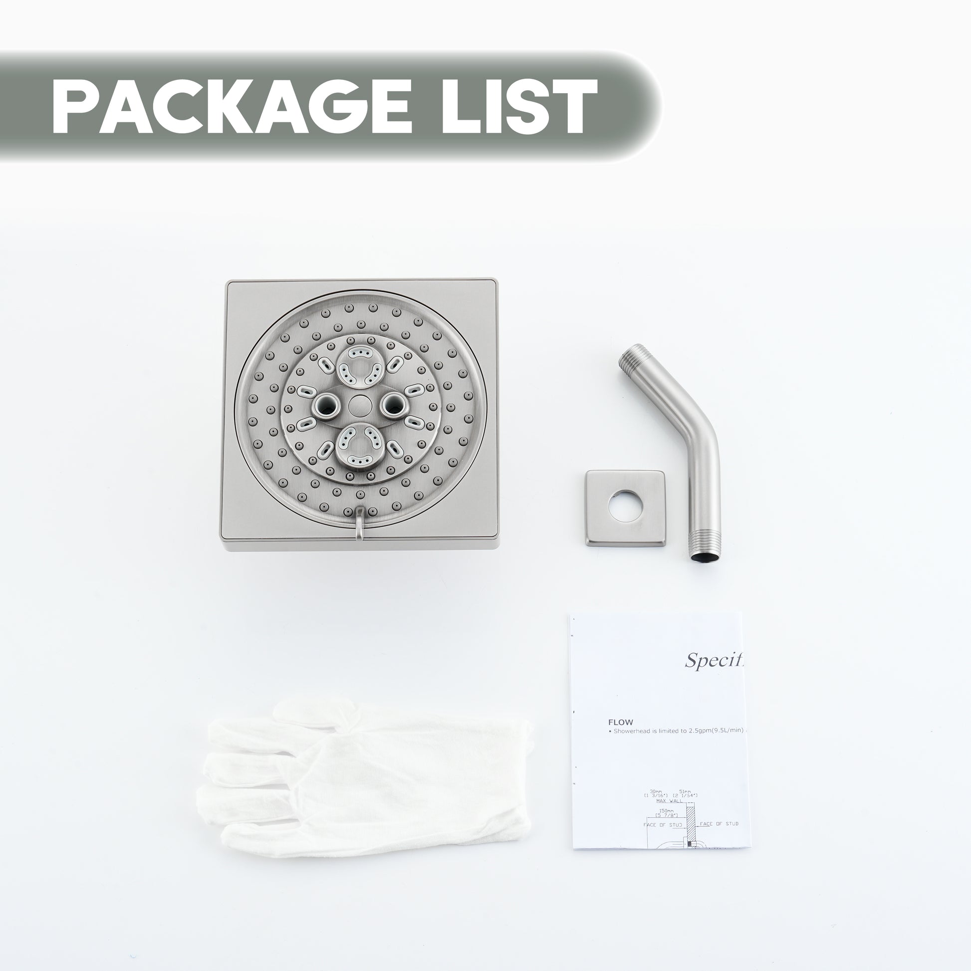 7-Function Replacement Shower Head with Shower Arm & Flange