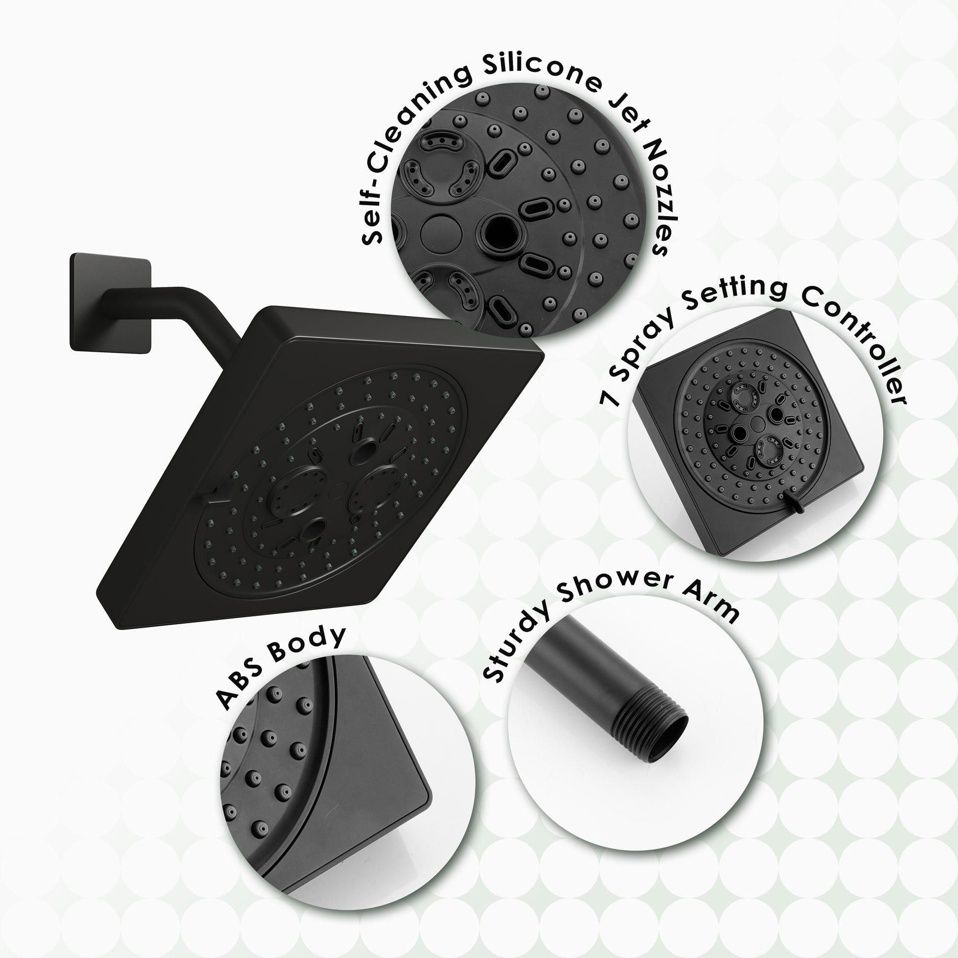 7-Function Replacement Shower Head with Shower Arm & Flange