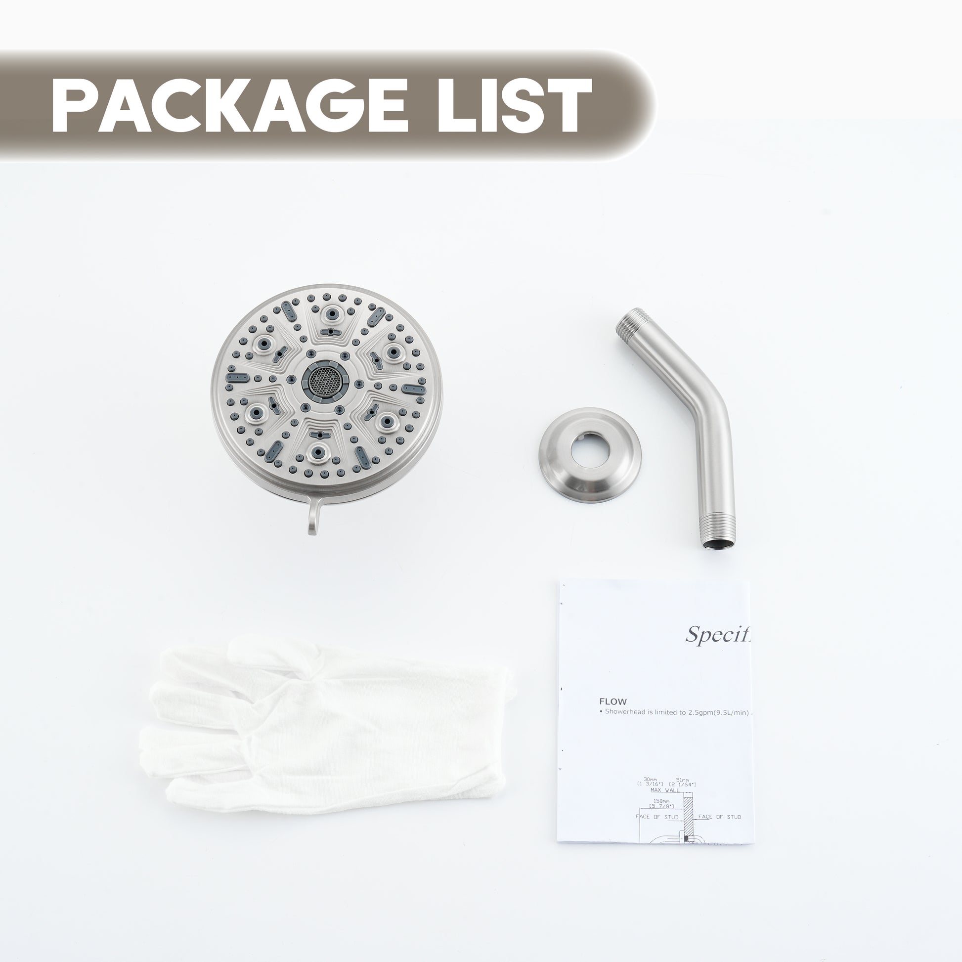 5-inch 10-Function Replacement Shower Head with Arm & Flange