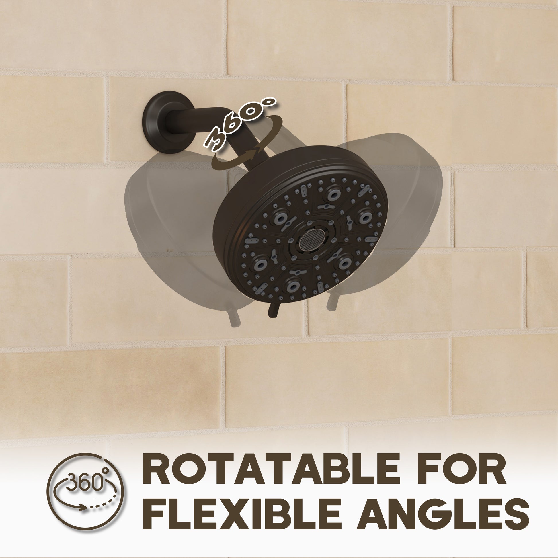 5-inch 10-Function Replacement Shower Head with Arm & Flange