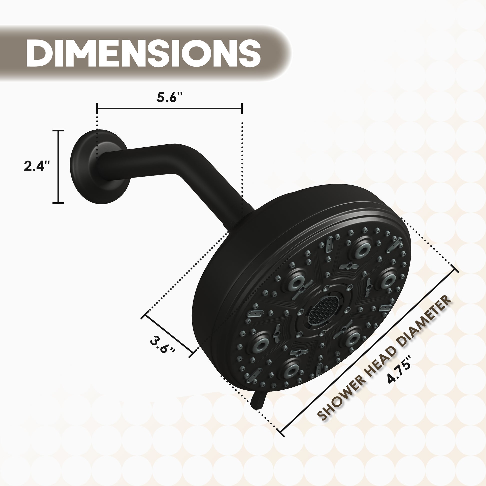 5-inch 10-Function Replacement Shower Head with Arm & Flange