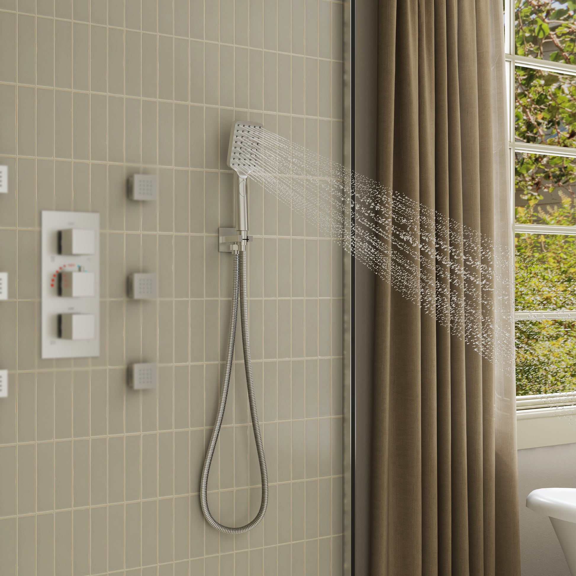 3-Function Handheld Shower Head with Rain & Massage Spray