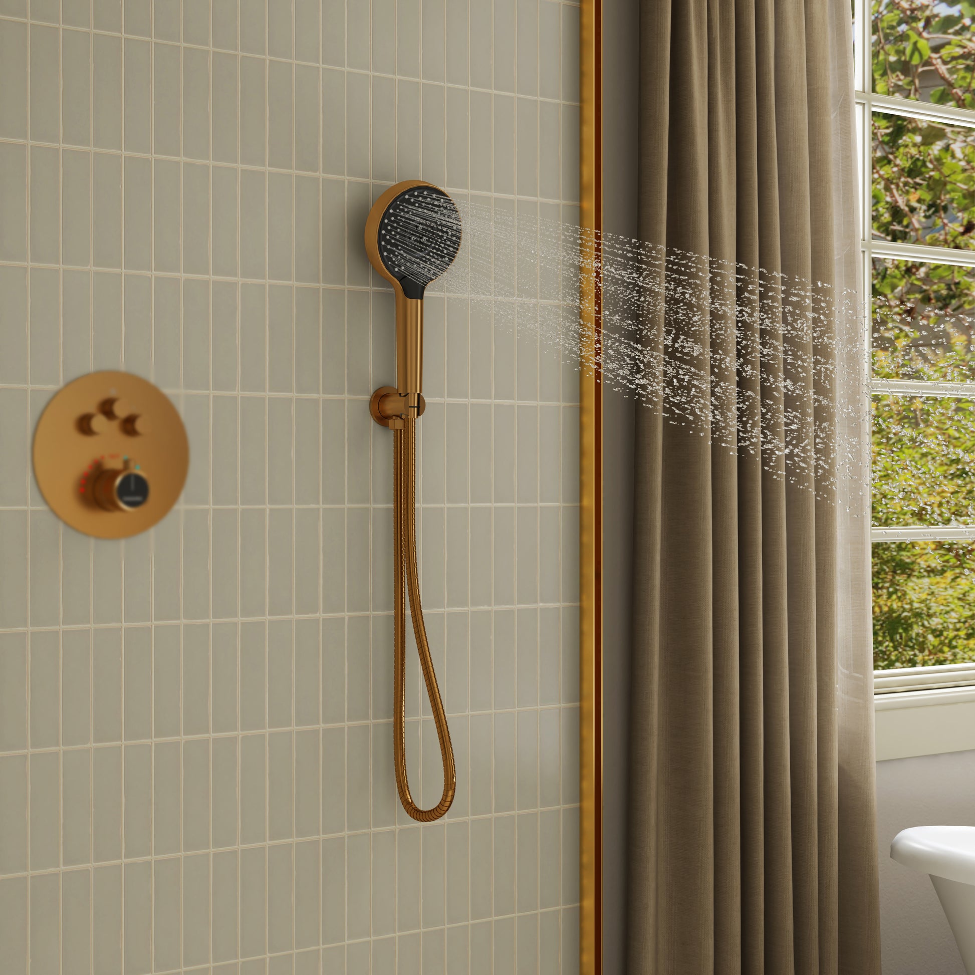 3-Function Handheld Shower Head with Rain & Massage Spray