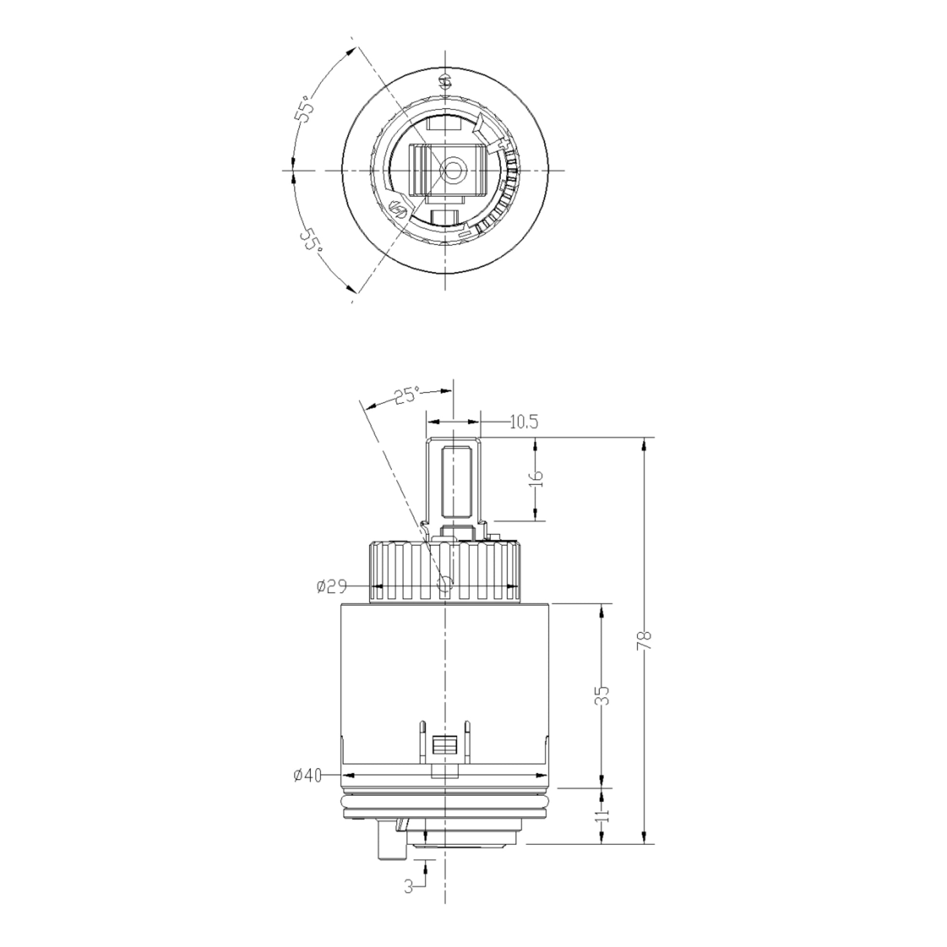 40mm Pressure Balance Valve Cartridge for Shower Faucet Cartridge Replacement