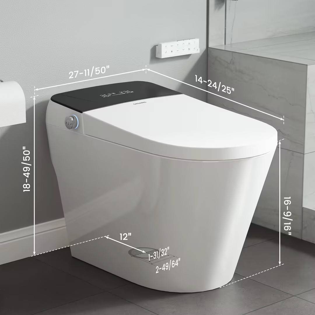 Elongated Smart Bidet Toilet with Heated Seat & Remote Control