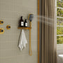 2-in-1 Handheld Shower Holder with Storage Shelf & Hooks