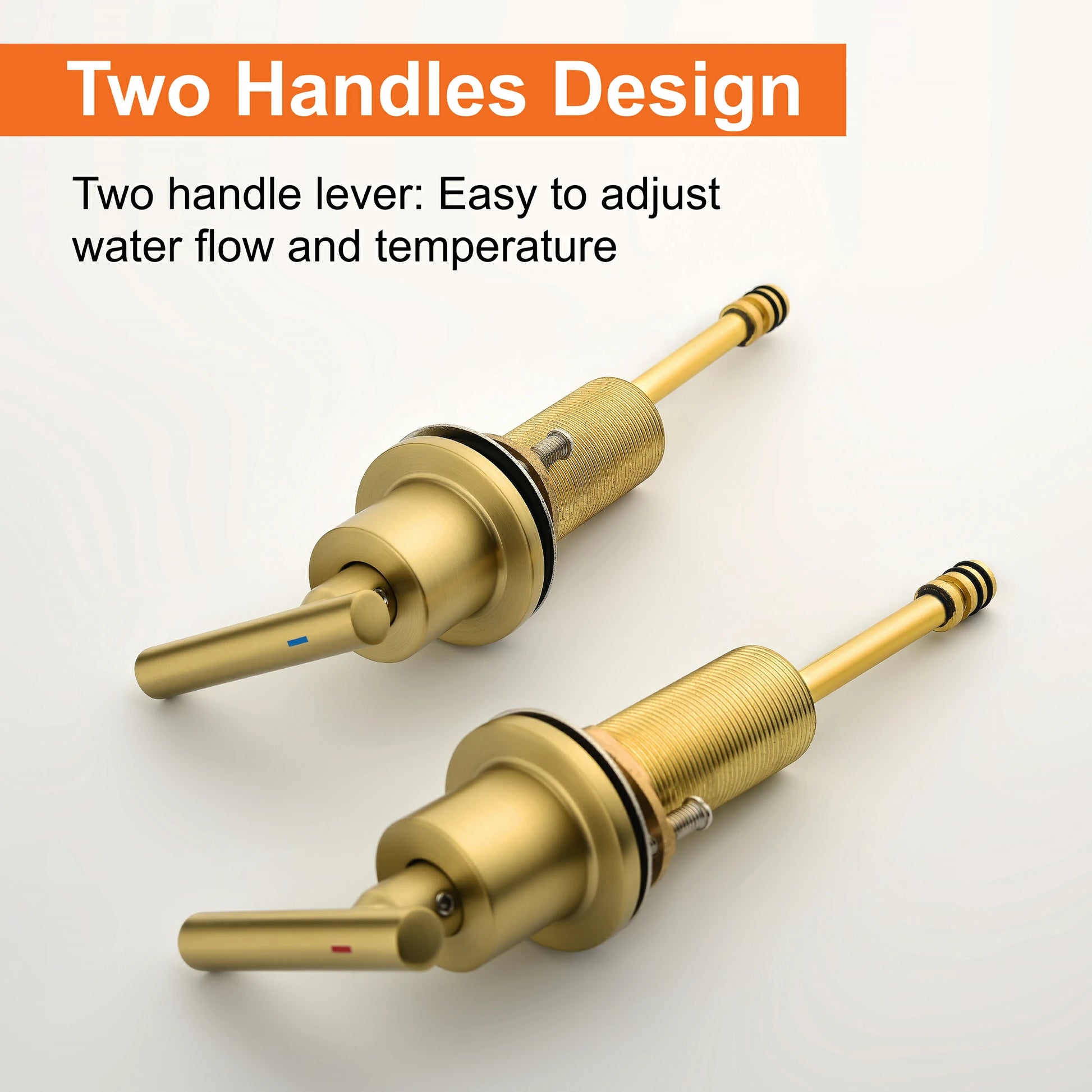 Brushed Gold 3 Hole Bathroom Faucet with Two Handles, Quick Connect Hose and Pop-Up Drain