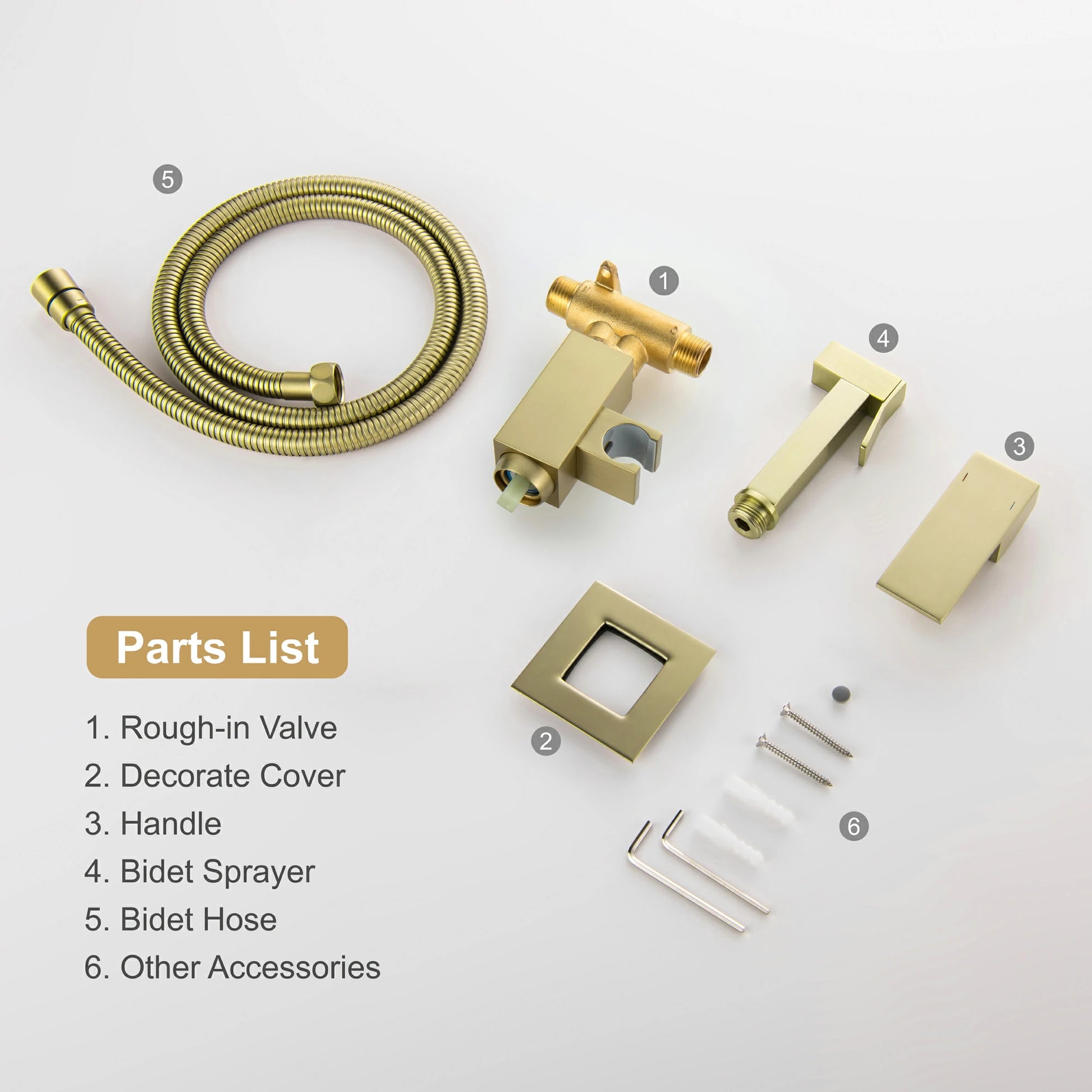 Brushed Gold Handheld Bidet Sprayer with Solid Brass Rough-In Valve and Adjustable Water Pressure