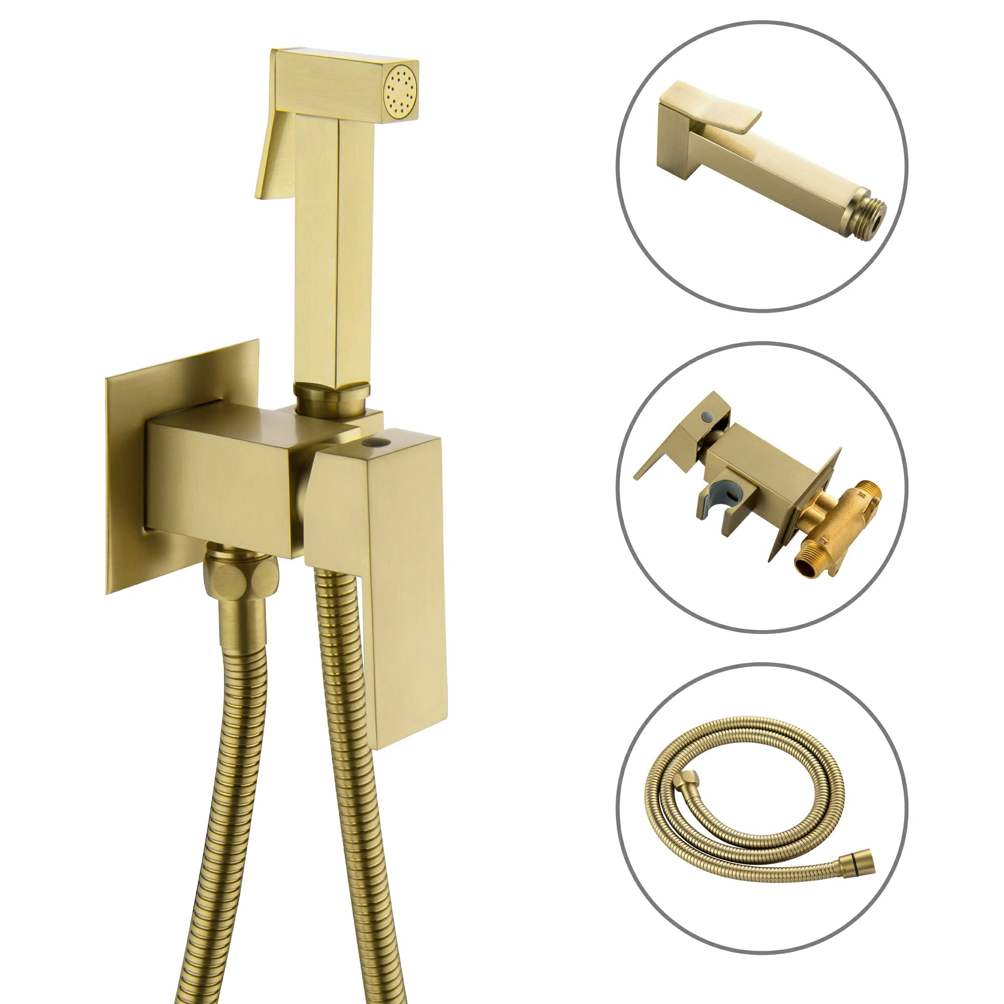 Brushed Gold Handheld Bidet Sprayer with Solid Brass Rough-In Valve and Adjustable Water Pressure
