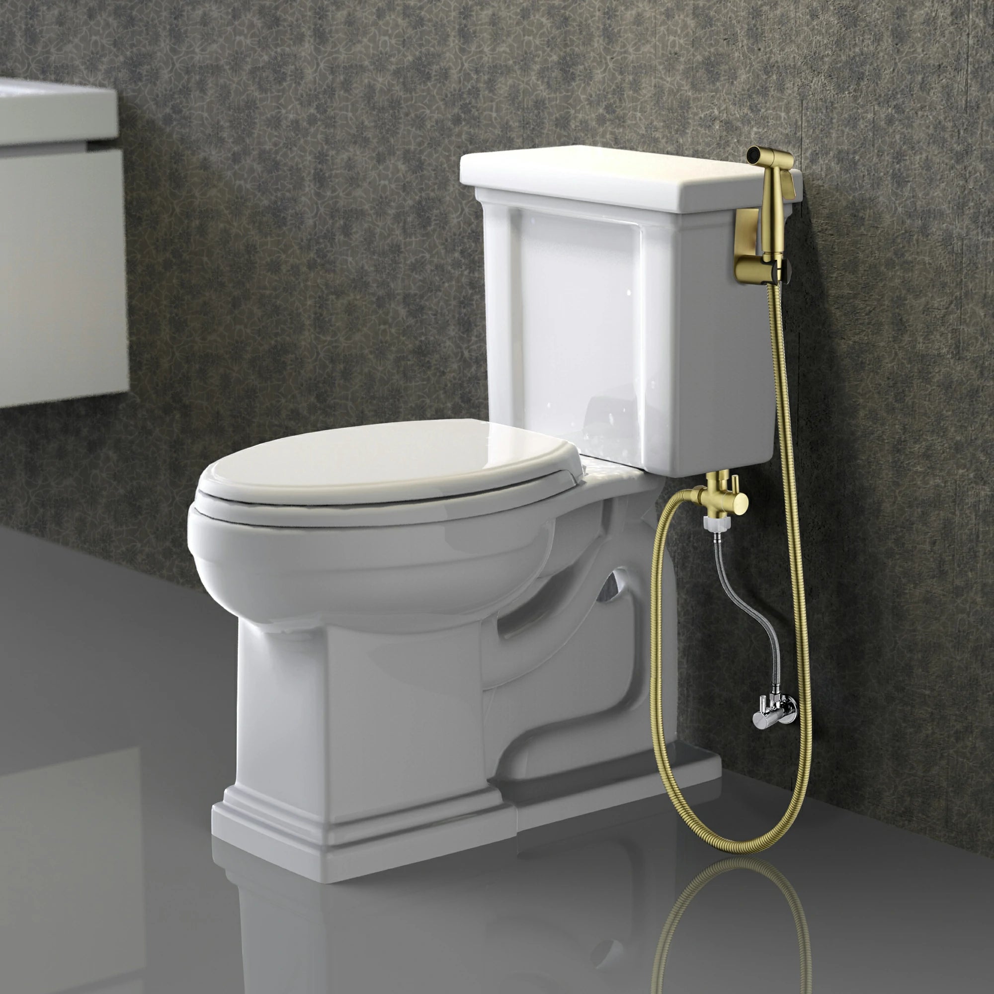 Brushed Gold Handheld Bidet Sprayer with Solid Brass T-Valve and Dual Spray Modes