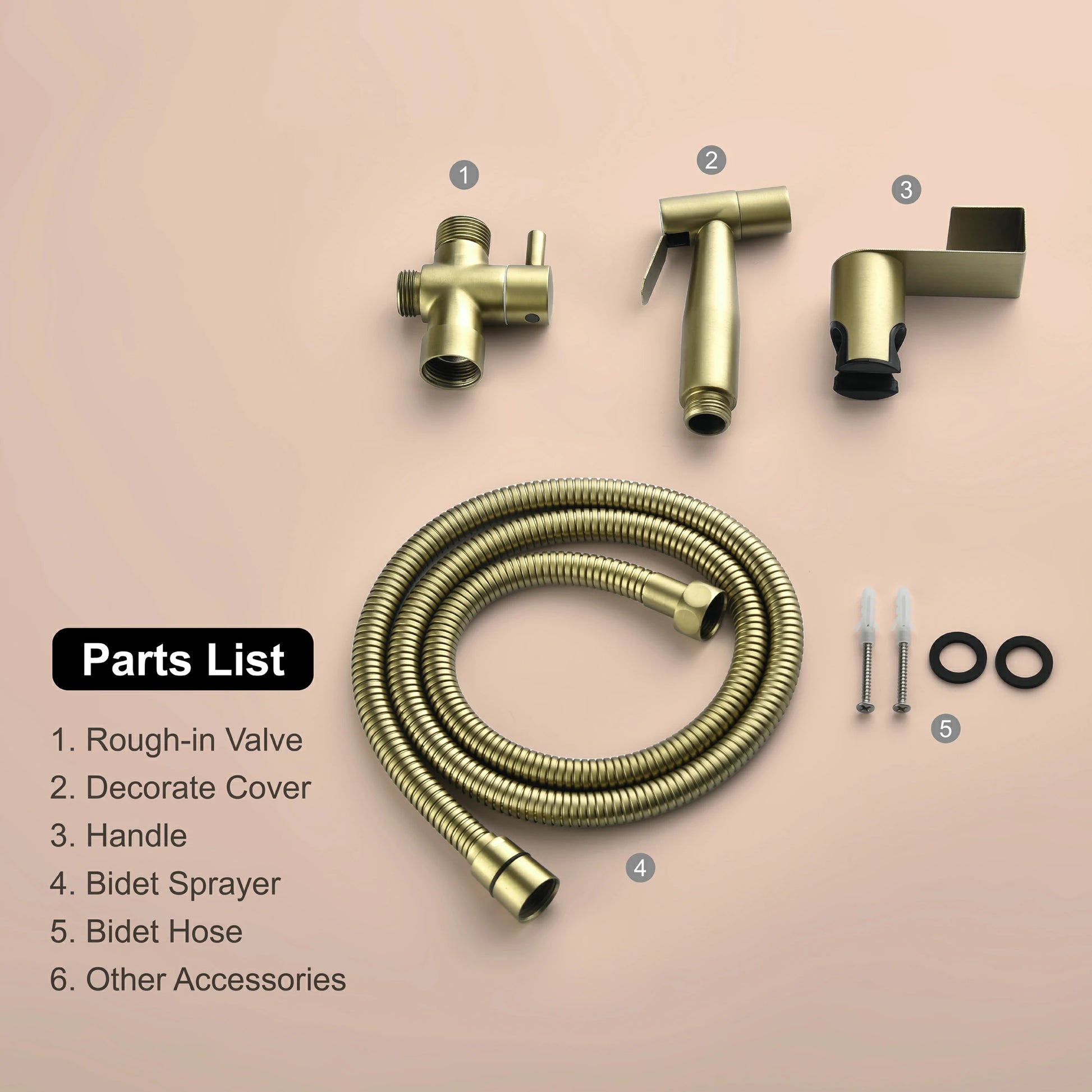 Brushed Gold Handheld Bidet Sprayer with Solid Brass T-Valve and Dual Spray Modes