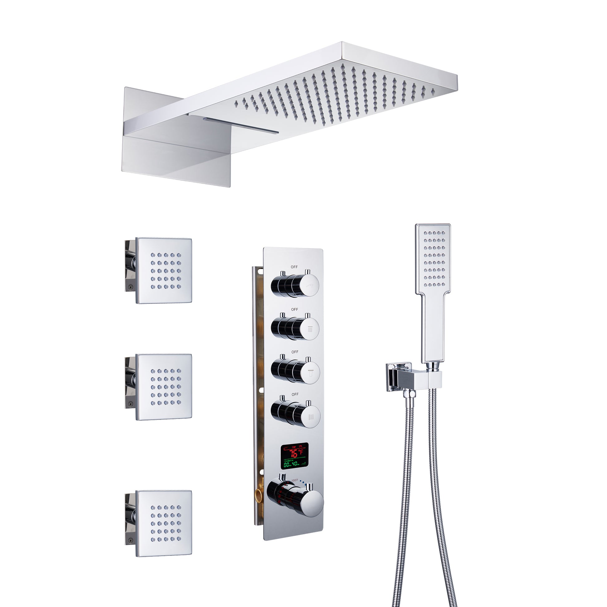 22" Luxury Thermostatic Shower System with Digital Temperature Display