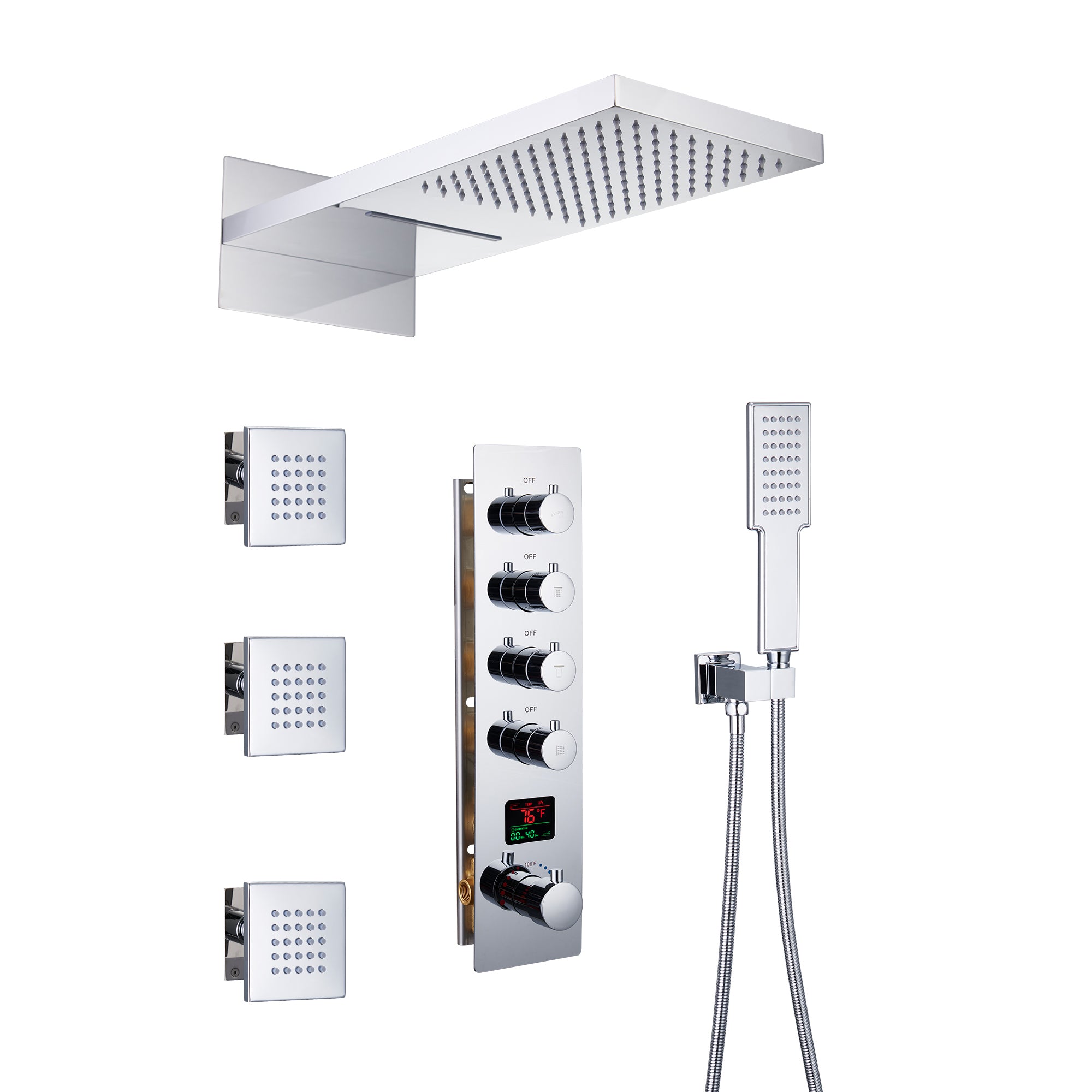22" Luxury Thermostatic Shower System with Digital Temperature Display