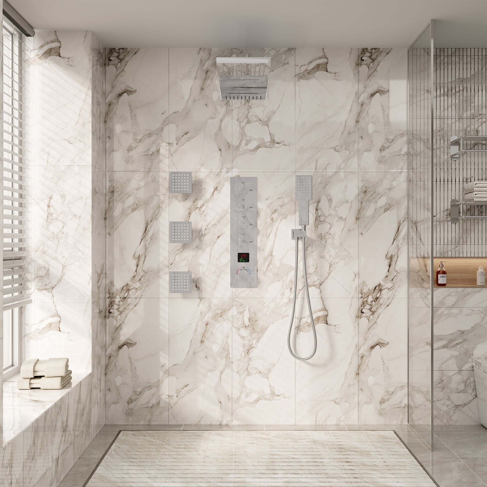 22" Luxury Thermostatic Shower System with Digital Temperature Display