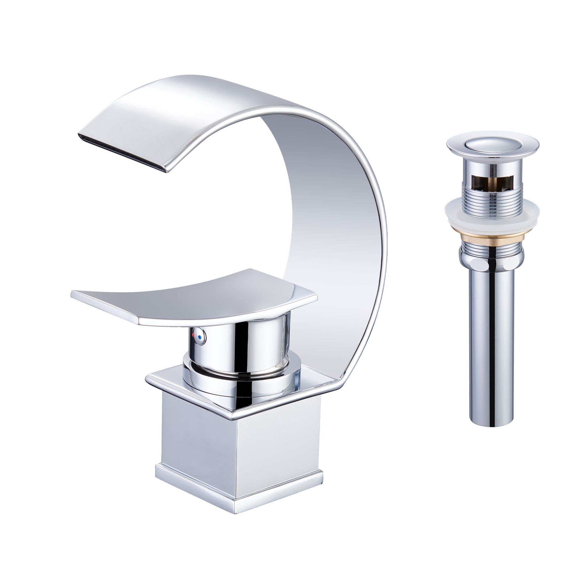 High Arc Single-Handle Waterfall Bathroom Faucet with Spotless Finish