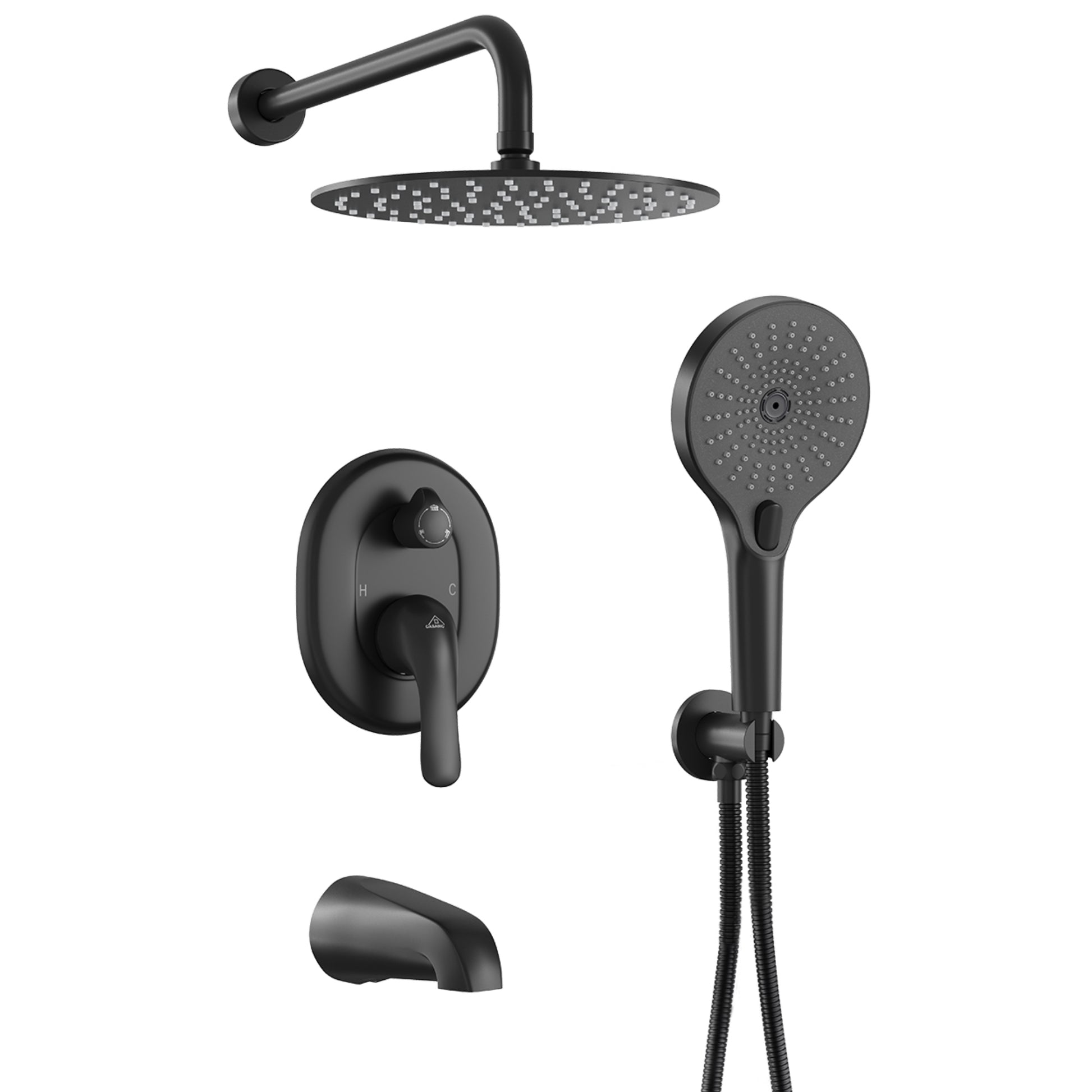 10" Wall-Mounted Rainfall Shower System with Handheld & Tub Spout
