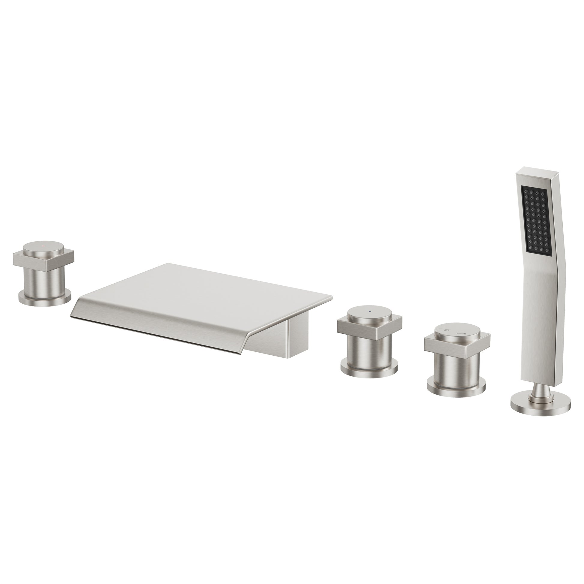 3-Handle 5 Holes Deck-Mounted Bathtub Faucet with Handheld Shower