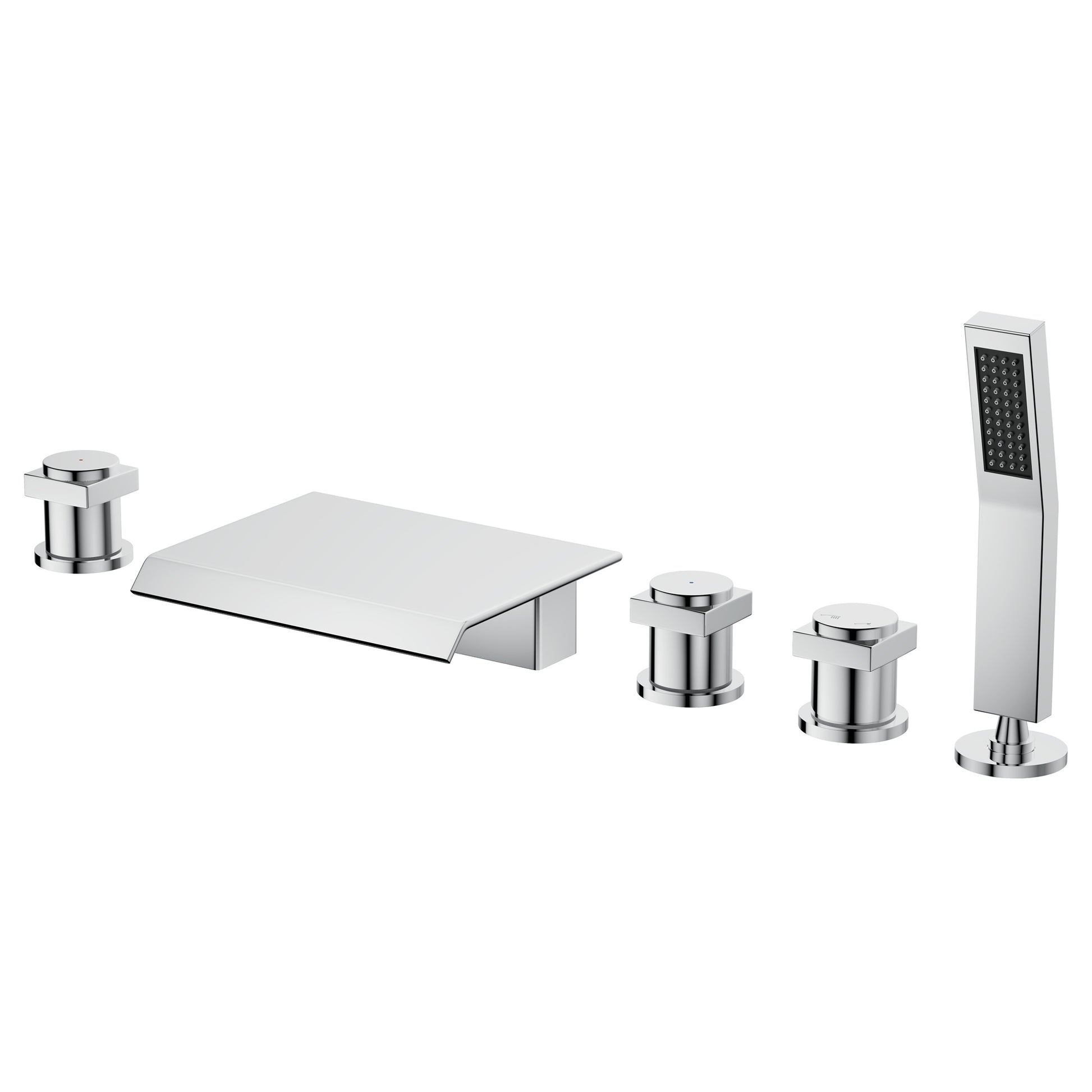 3-Handle 5 Holes Deck-Mounted Bathtub Faucet with Handheld Shower