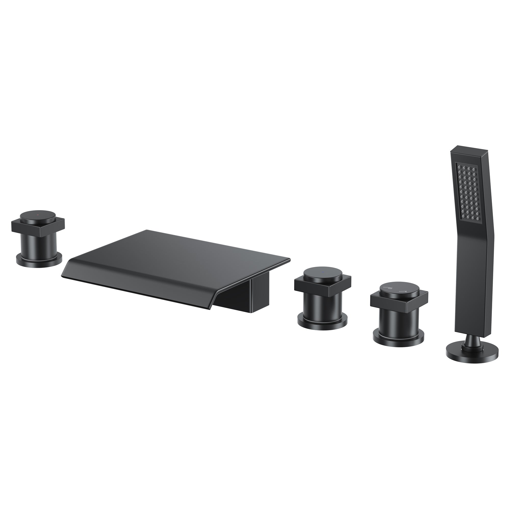 3-Handle 5 Holes Deck-Mounted Bathtub Faucet with Handheld Shower