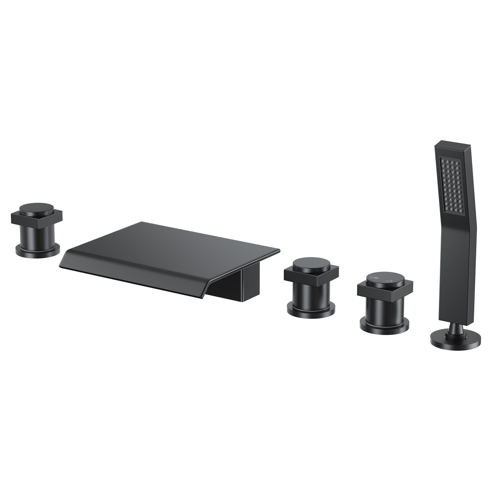 3-Handle 5 Holes Deck-Mounted Bathtub Faucet with Handheld Shower