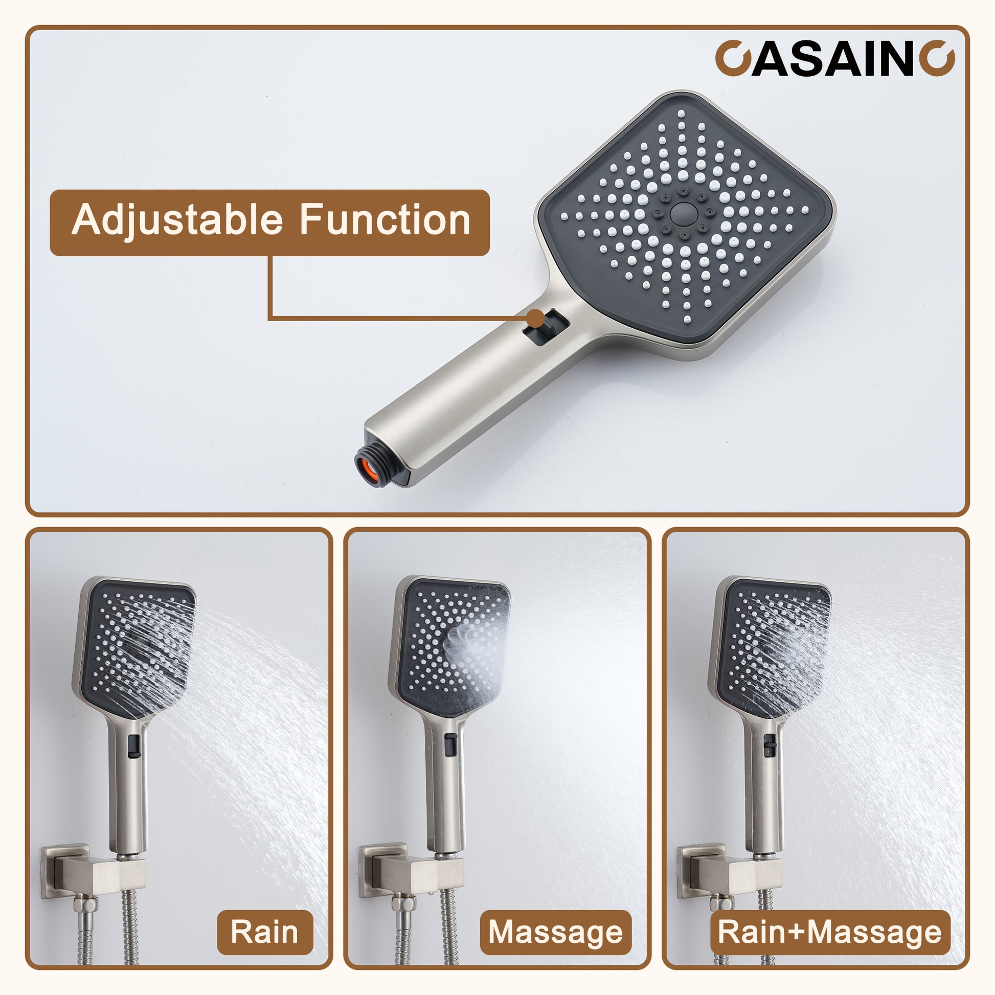 12'' Shower System With 3-Function Shower Head & 6 Body Jets