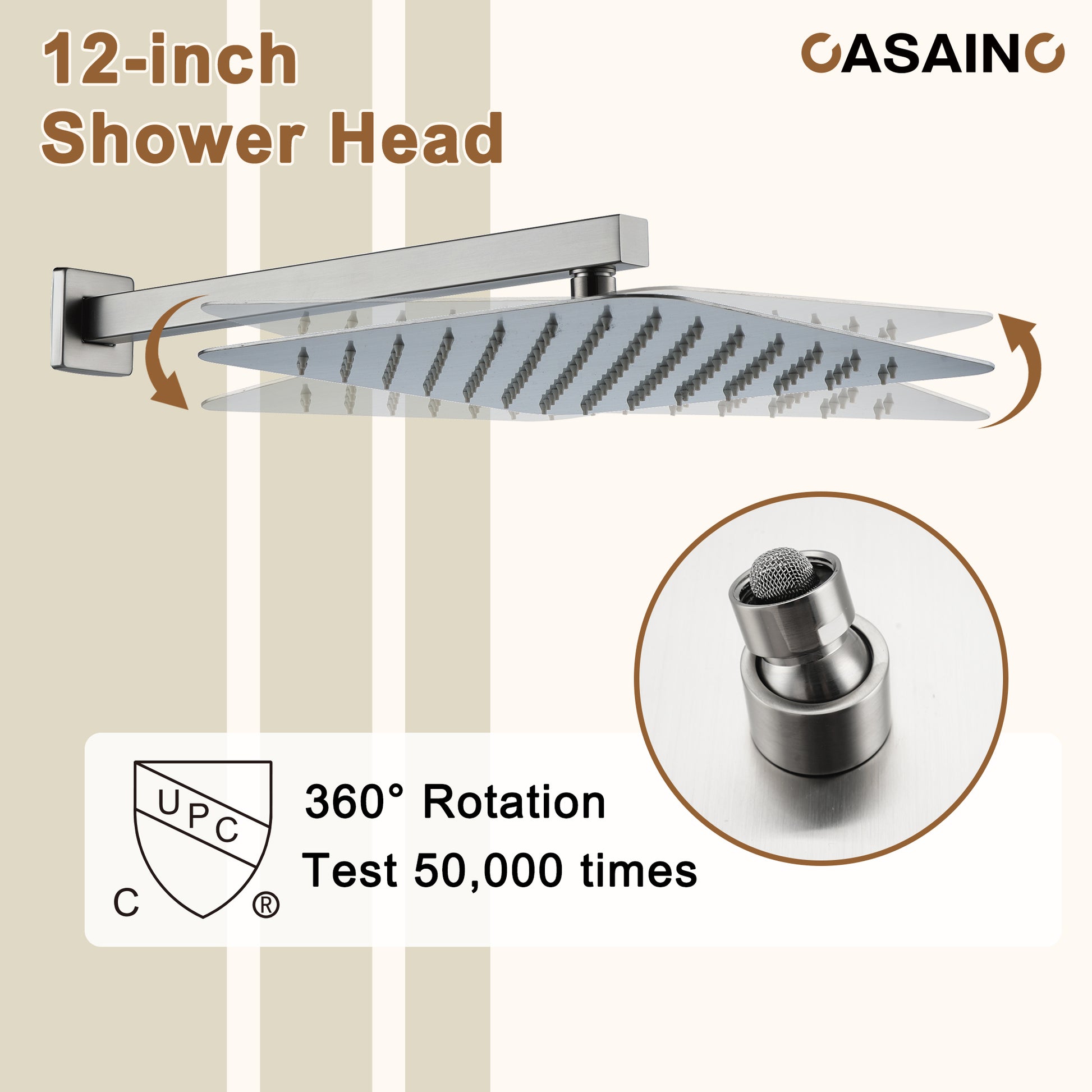 12'' Shower System With 3-Function Shower Head & 6 Body Jets
