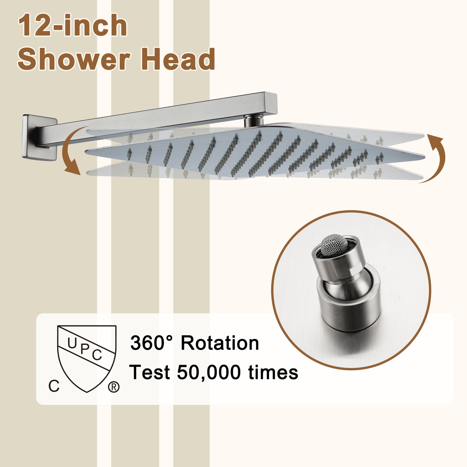 12'' Thermostatic Luxury Rainfall Shower System With 6 Body Jets