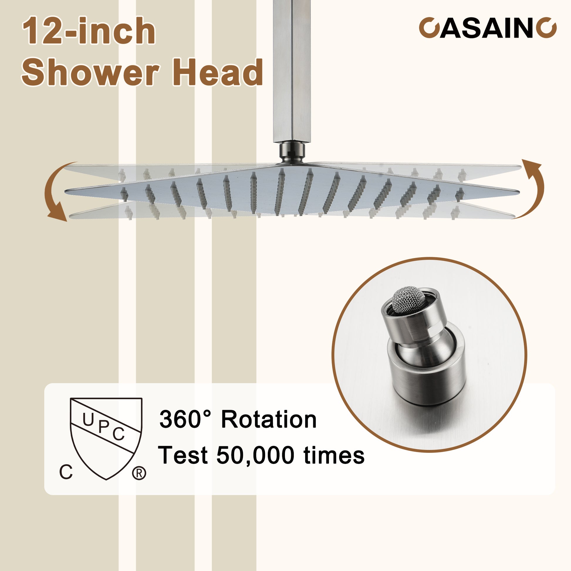 12'' Thermostatic Luxury Rainfall Shower System With 6 Body Jets