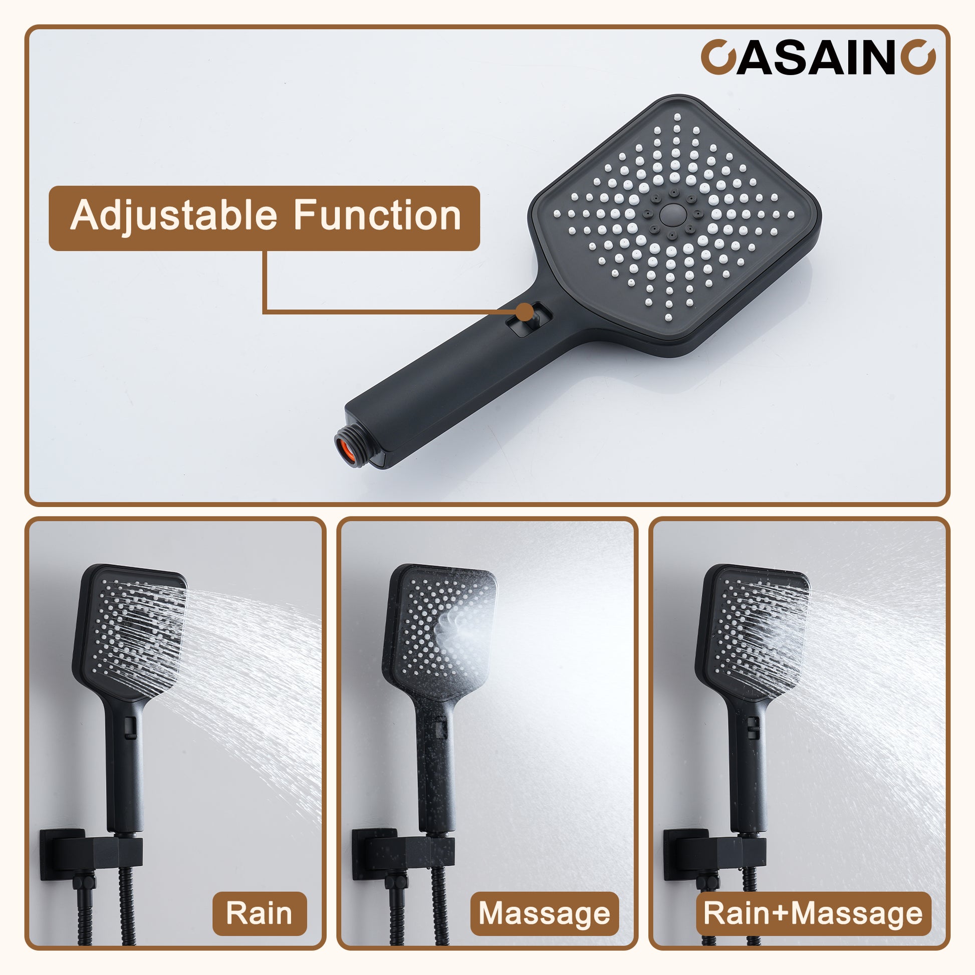 12'' Shower System With 3-Function Shower Head & 6 Body Jets