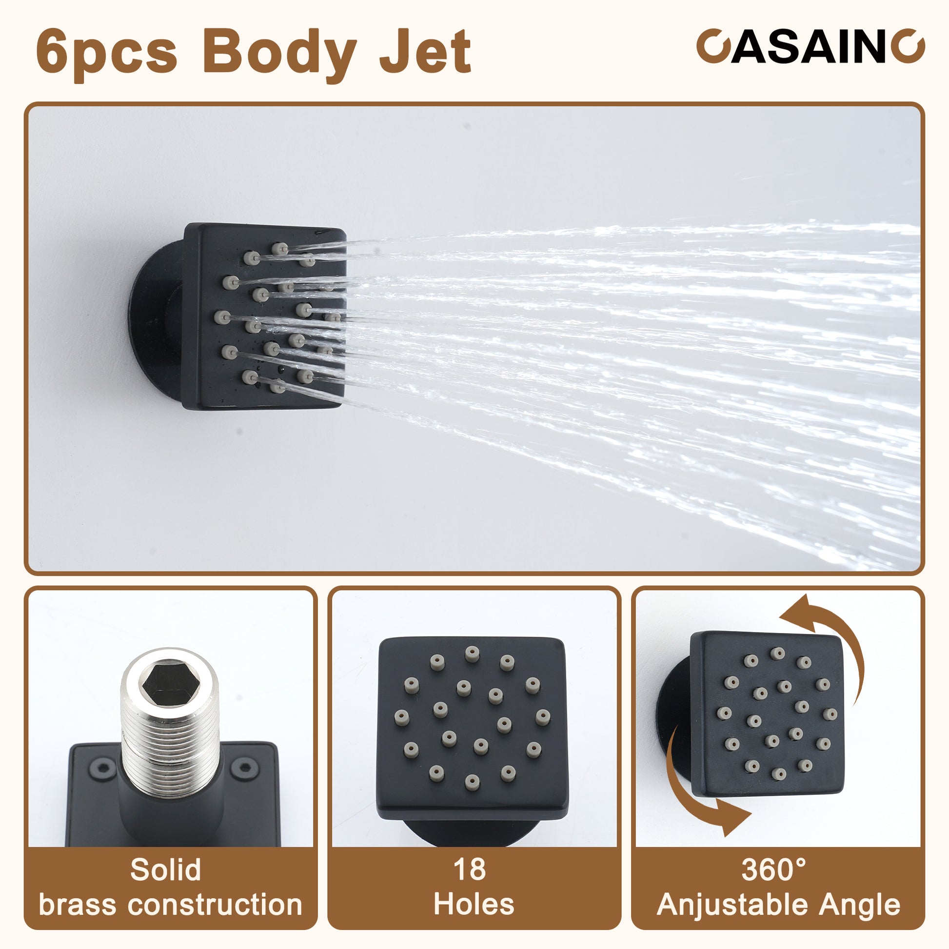 12'' Thermostatic Luxury Rainfall Shower System With 6 Body Jets