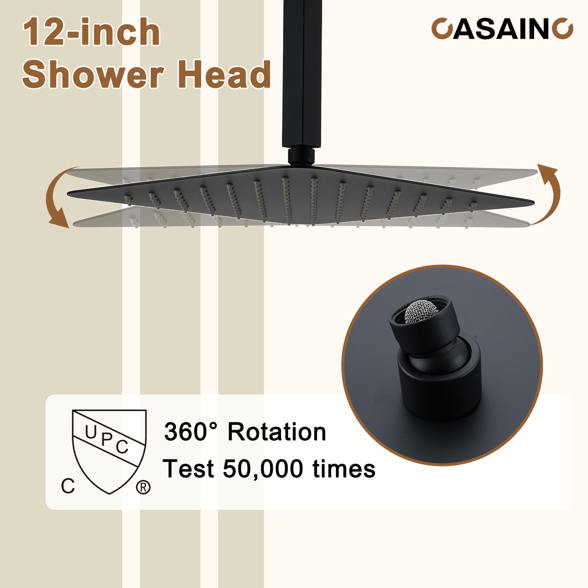 12'' Thermostatic Luxury Rainfall Shower System With 6 Body Jets
