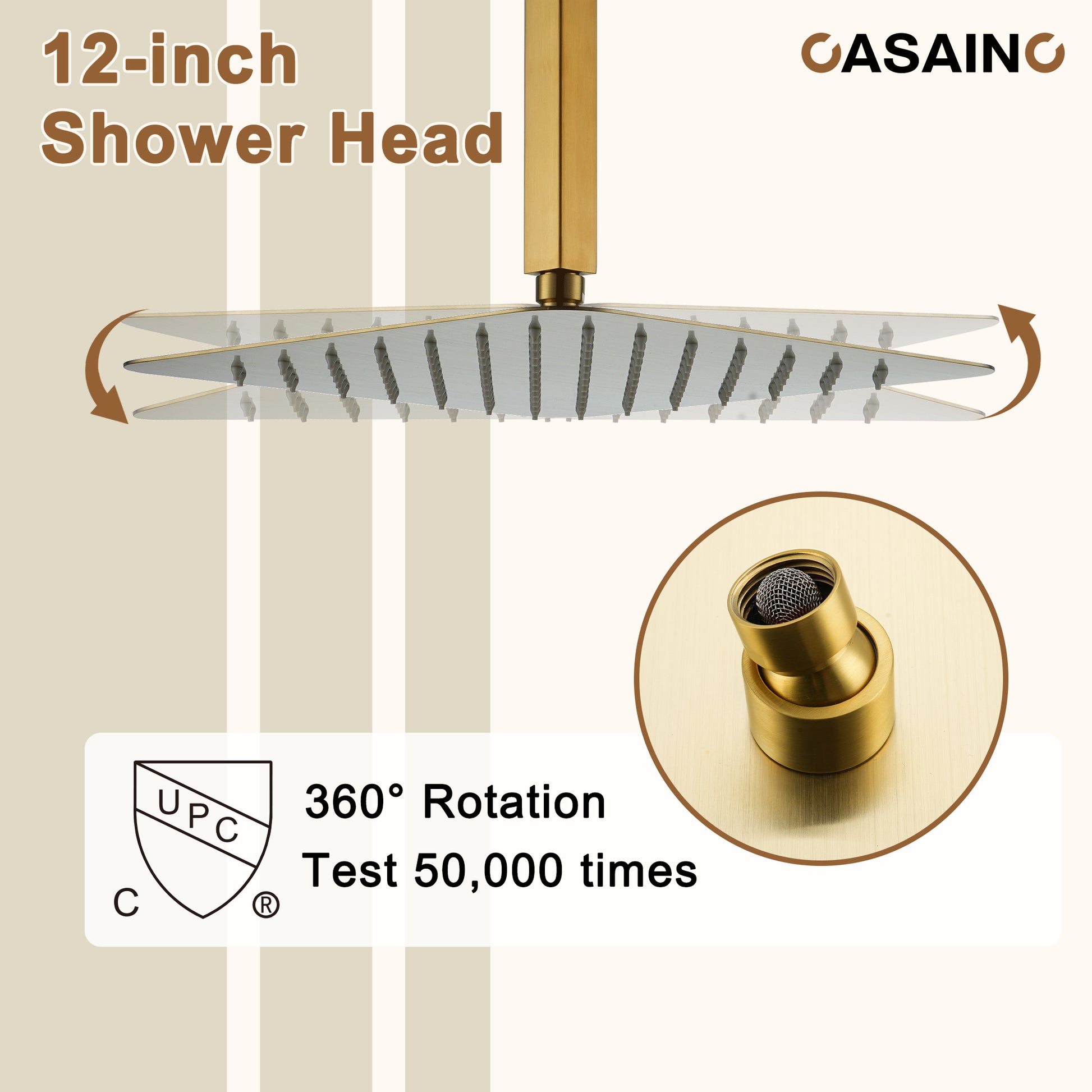 12'' Thermostatic Luxury Rainfall Shower System With 6 Body Jets
