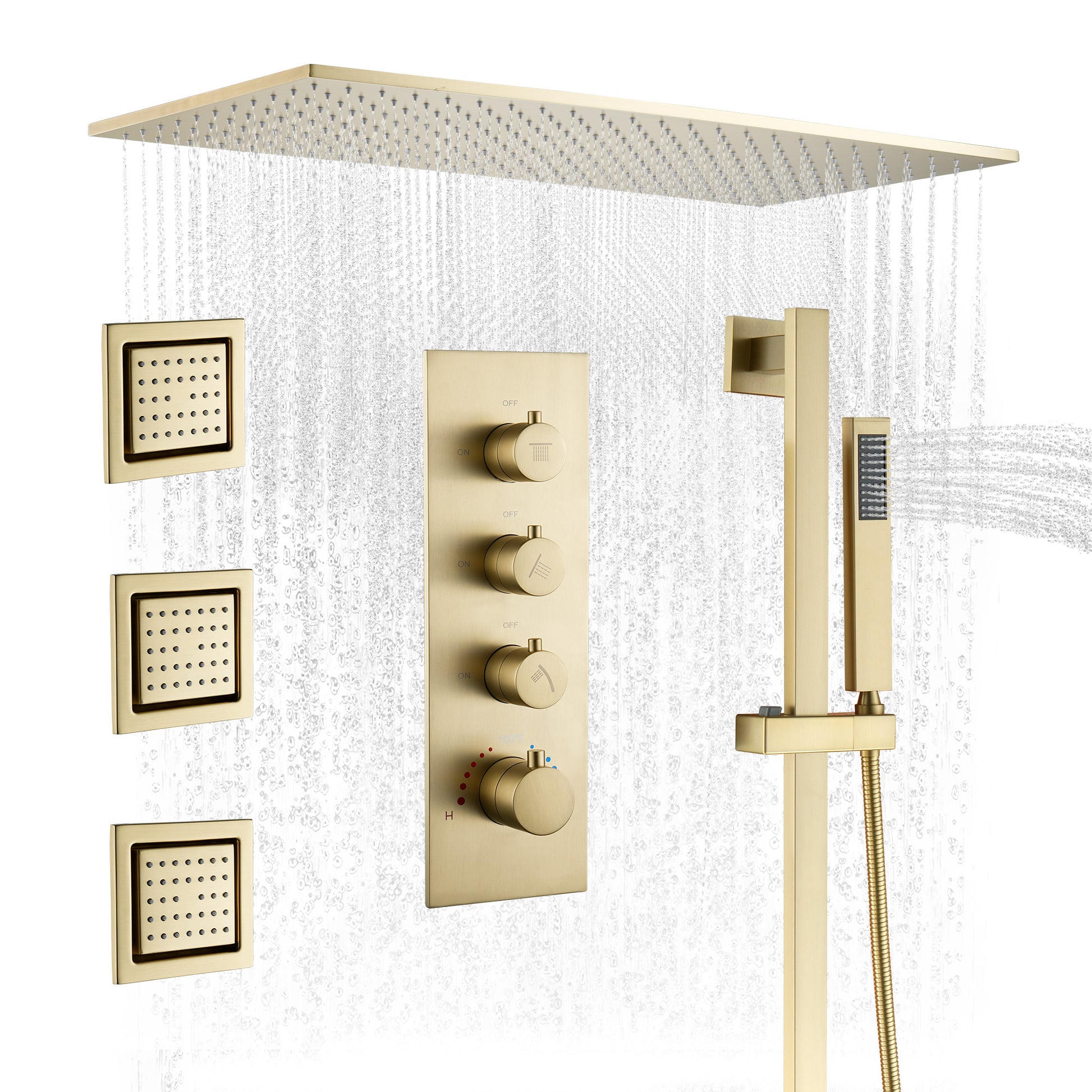 32" x 16" 3-Function Thermostatic Shower System with Body Jets